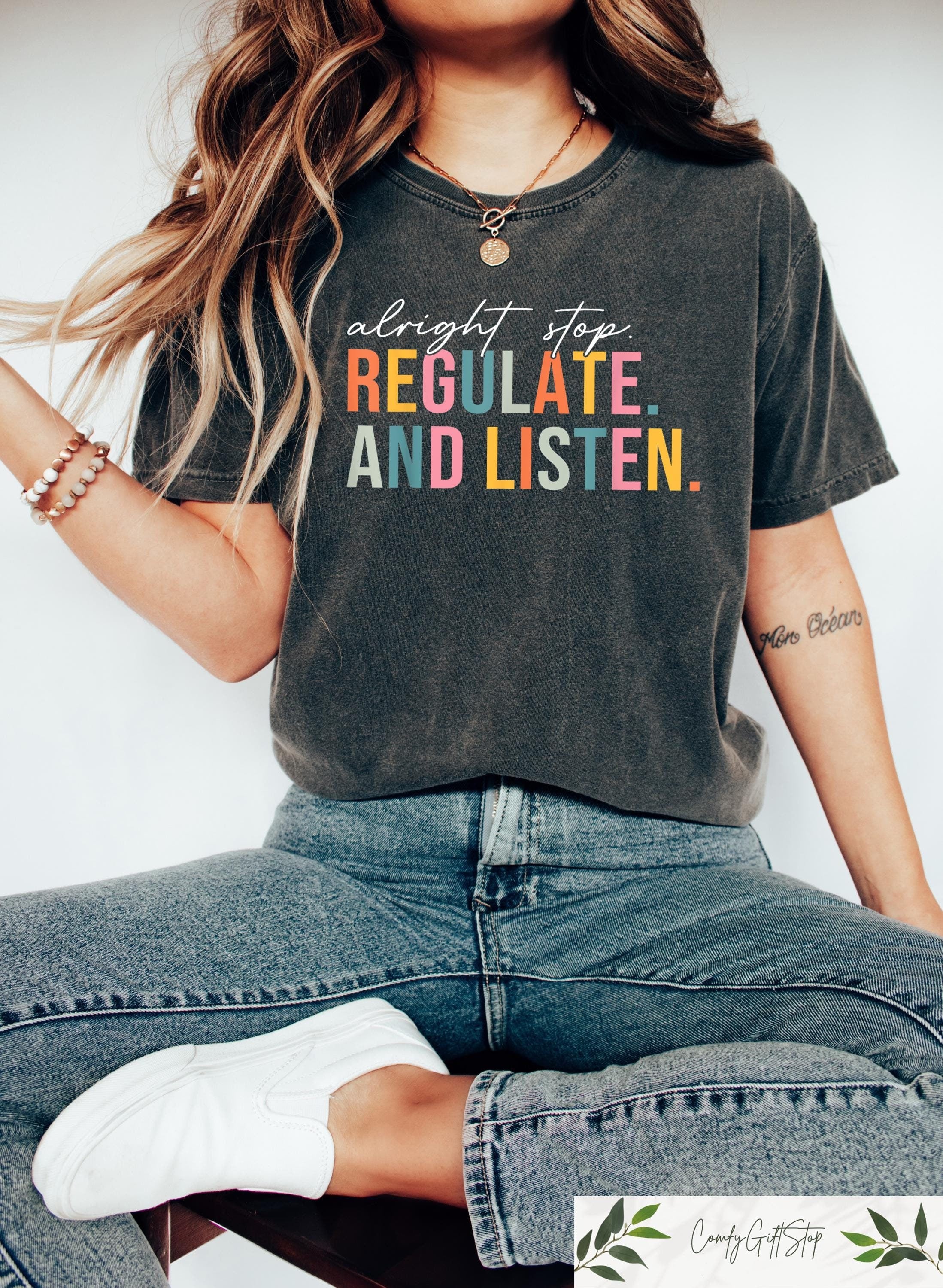 Alright Stop Regulate and Listen Shirt Counselor Shirt Sensory Regulation OT Shirt School Psychologist Back To School Gift Graphic Tee – Fan Favorite · Top Pick For Any Outfit