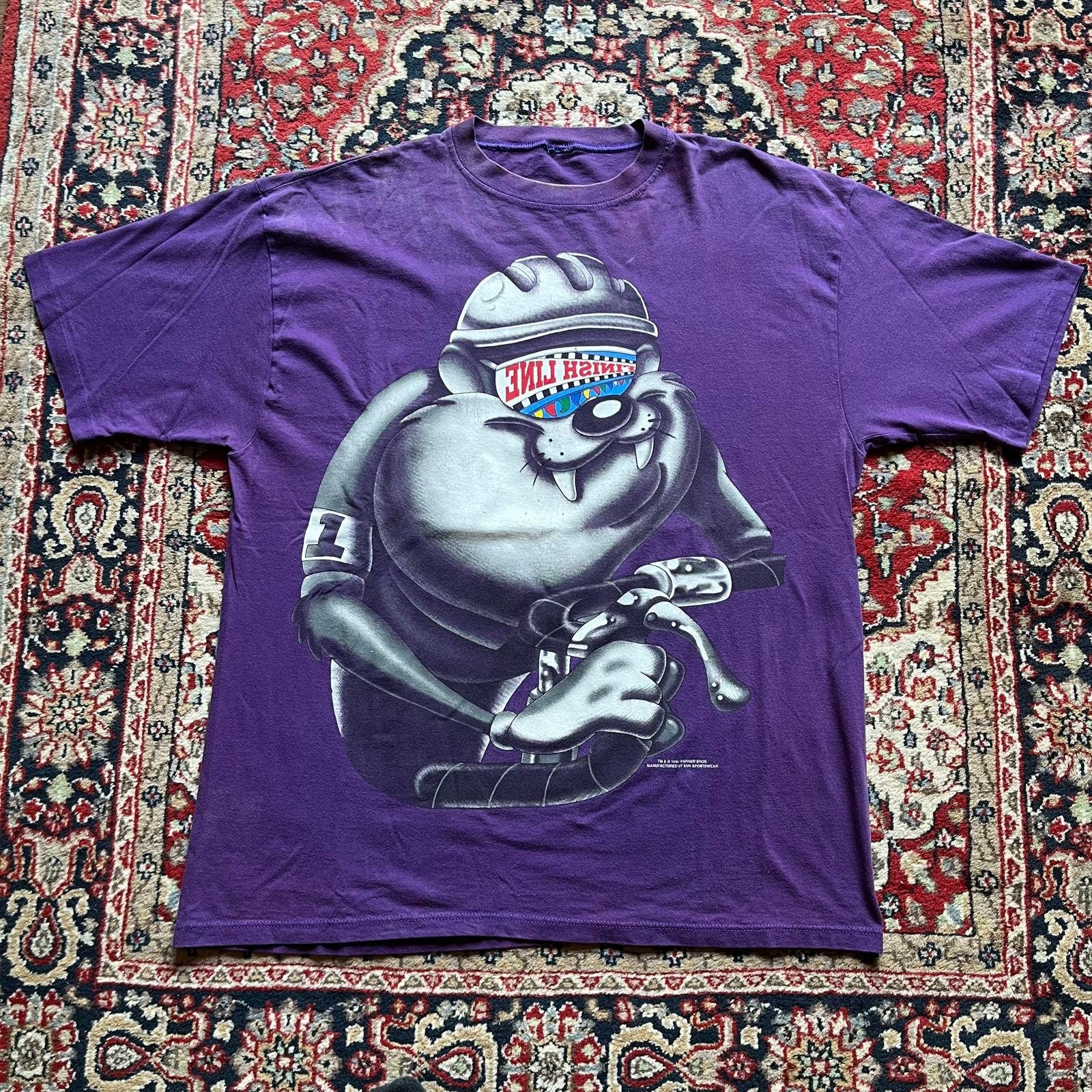Vintage Finish Line Bike Racing Tasmanian Devil Taz Shirt Graphic Tee – Cozy Vibes · Perfect For Daily Wear