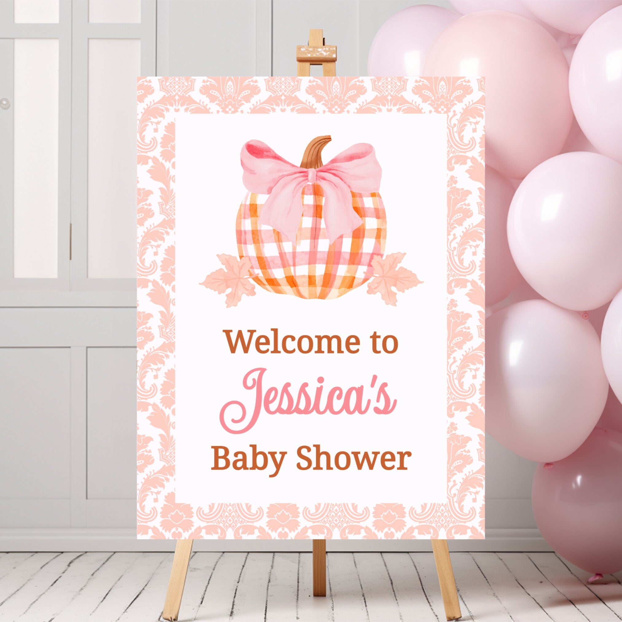 Welcome Sign for Baby Girl Pumpkin Theme Baby Shower Fall Baby Shower Pumpkin and Bows Baby Shower Decor Preppy Autumn Grandmillennial PN2 Graphic Tee – Fan Favorite · Perfect For Daily Wear
