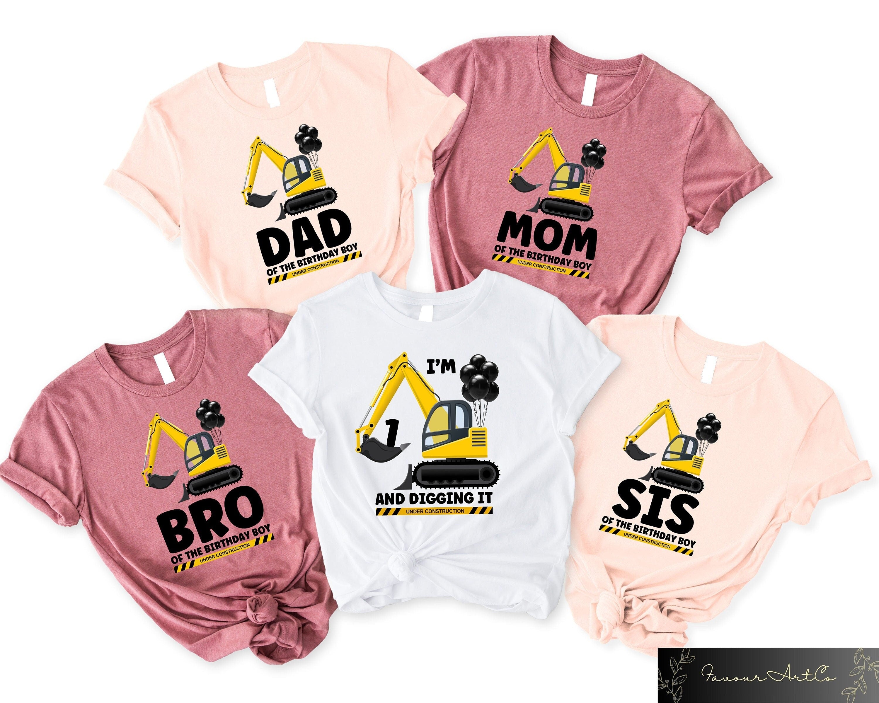 Family Matching Construction Birthday Shirt Construction Birthday Party Shirts Construction Theme Bday Shirt Birthday Two and Diggin It Graphic Tee – Premium Graphic · High-Quality Print