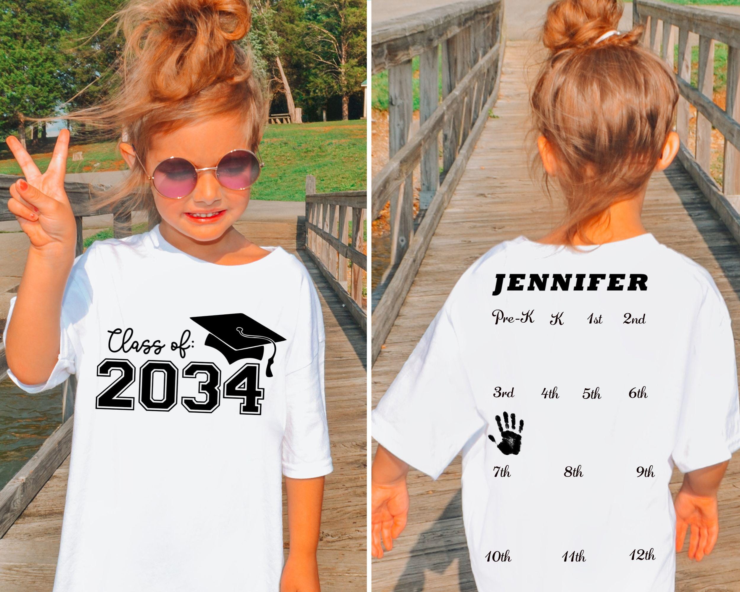 Back To School Shirt Class of 2036 Shirt Handprint Grow With Me Shirt Handprint Shirt For Preschool to 12th Hand Print Graduation Tee Graphic Tee – Premium Graphic · Great Gift For Fans