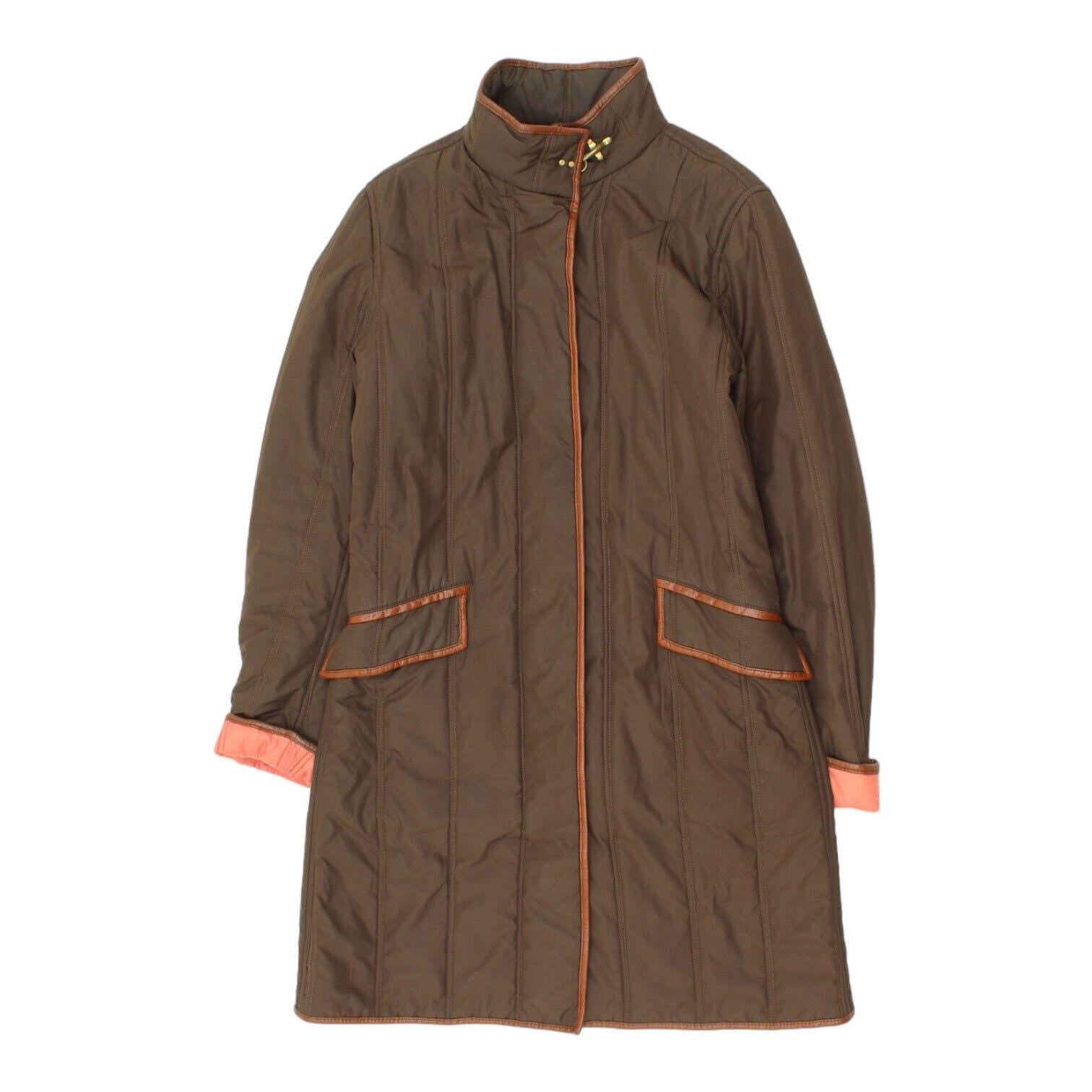 Fay Womens Long Brown Quilted Overcoat Vintage High End Designer Coat VTG Graphic Tee – Soft Feel · Great Gift For Fans