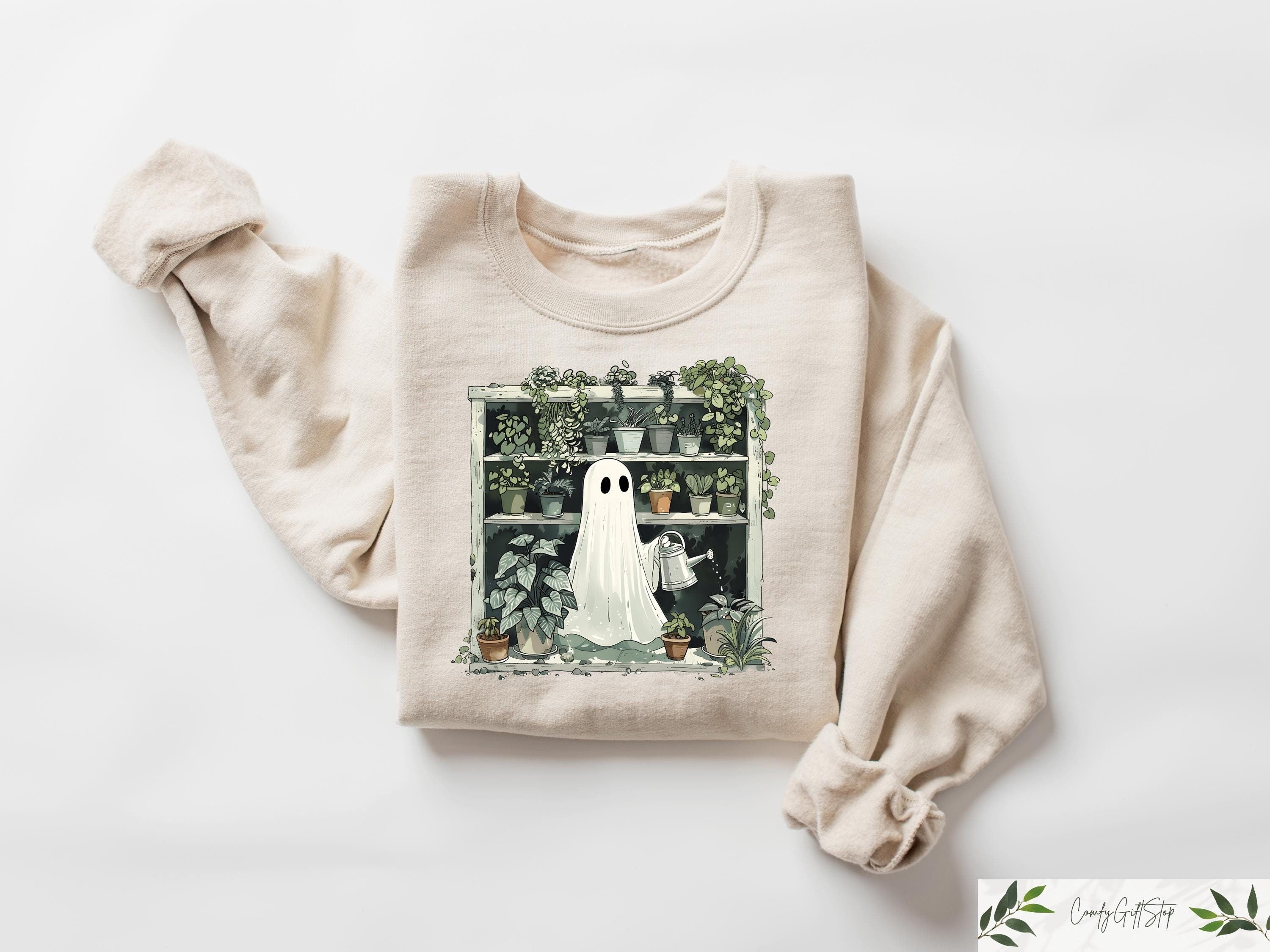 Ghost Plant Lady Sweatshirt Halloween Ghost Plant Shirt Halloween Plants Sweatshirt Spooky Season Gift Halloween Gift for Plant Lovers Sweatshirt – Easygoing Wear · Top Pick For Any Outfit