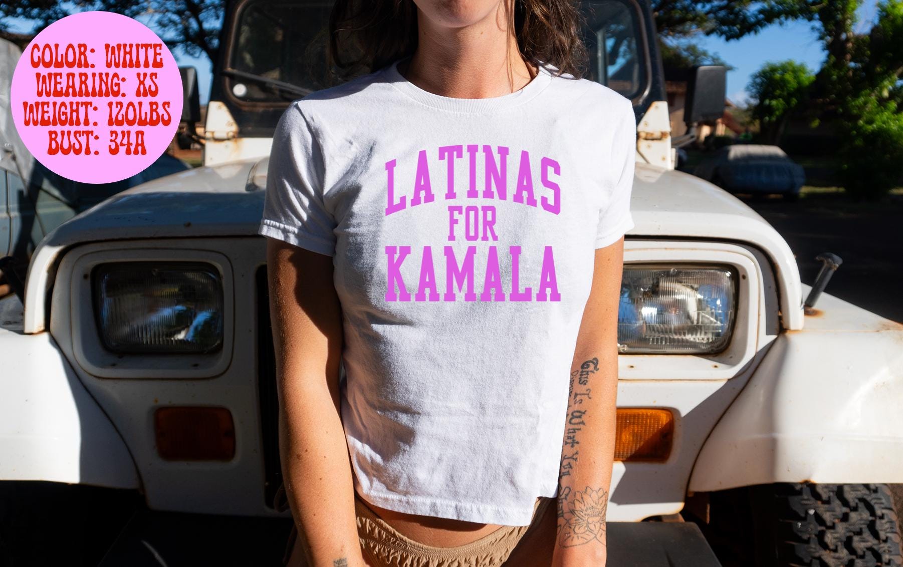 Latinas for Kamala Harris Democrat Baby Tee SNUG FIT Gifts Shirt Tshirt Her Women Trendy 90s Y2K Summer Pink Blue White Grey Graphic Tee – Easygoing Wear · Perfect For Daily Wear