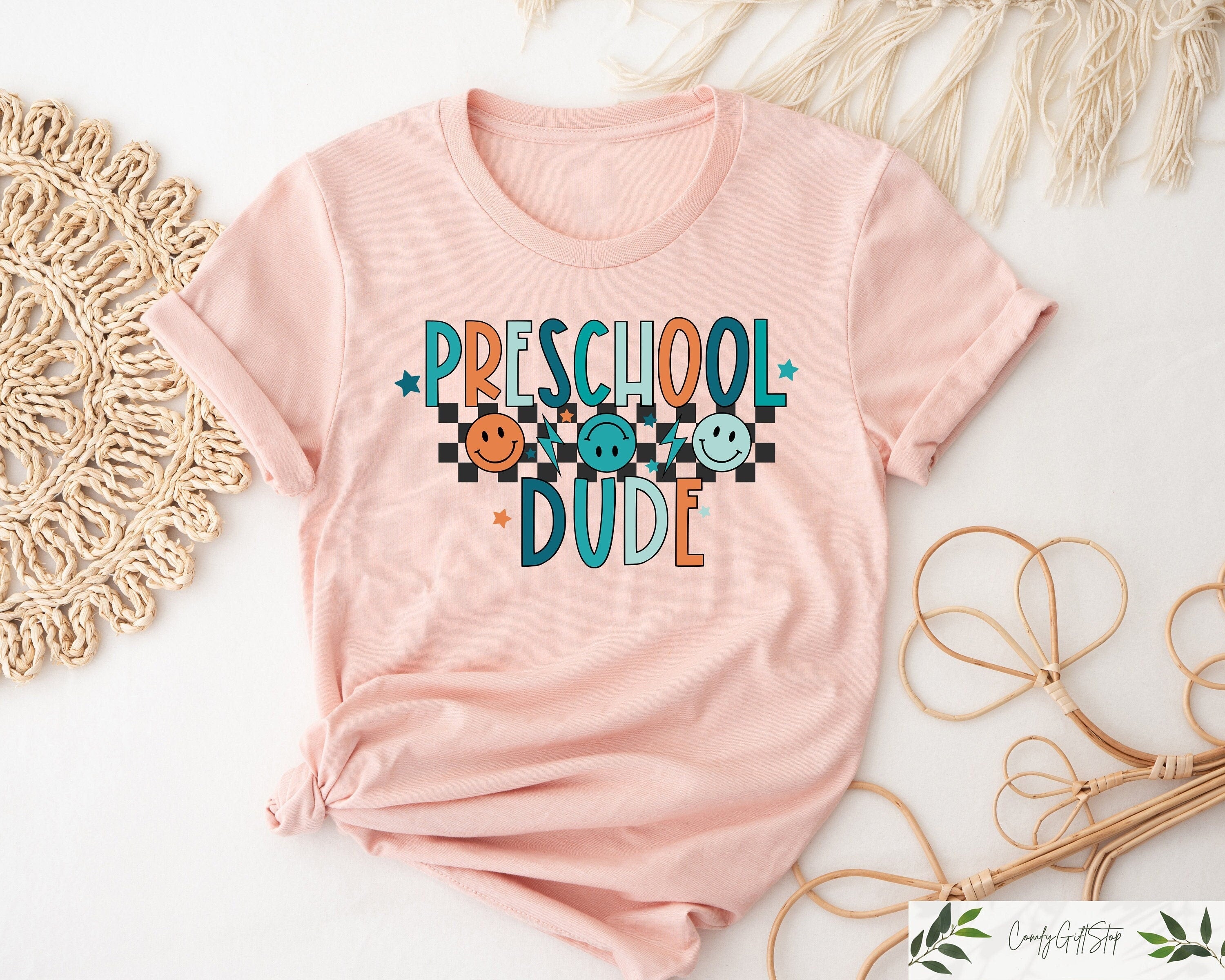 Preschool Dude Toddler Shirt Retro Back to School Tee Cute First Day Of Preschool Tshirt Teacher Gifts Graphic Tee – Cozy Vibes · High-Quality Print