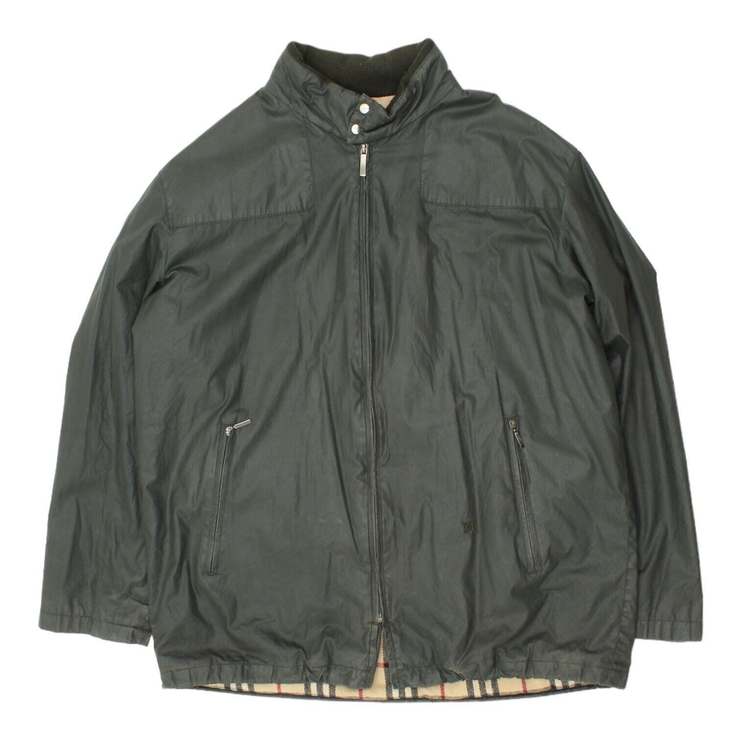 Burberry London Mens Dark Green Full Zip Jacket Vintage Nova Check Lined Graphic Tee – Warm & Stylish · High-Quality Print