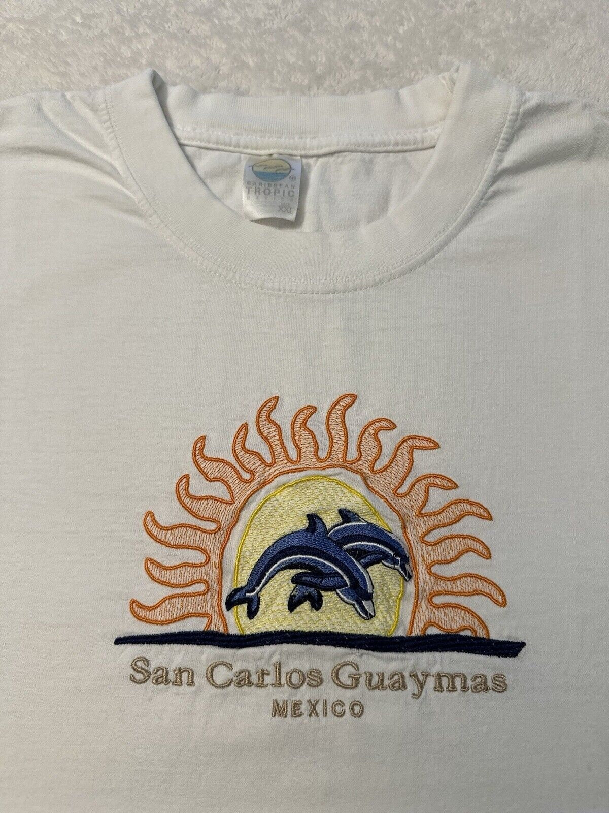 Vintage 1990s San Carlos Guaymas Mexico Embroidered Dolphin Sun T Shirt XL XXL Graphic Tee – Premium Graphic · Top Pick For Any Outfit