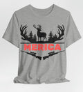 Deer Hunting Shirt USA American Patriotic Gun Hunt T Shirt Gift Hunter Husband Wife High Quality Unisex Jersey Short Sleeve Tee Jersey – Warm & Stylish · Great Gift For Fans