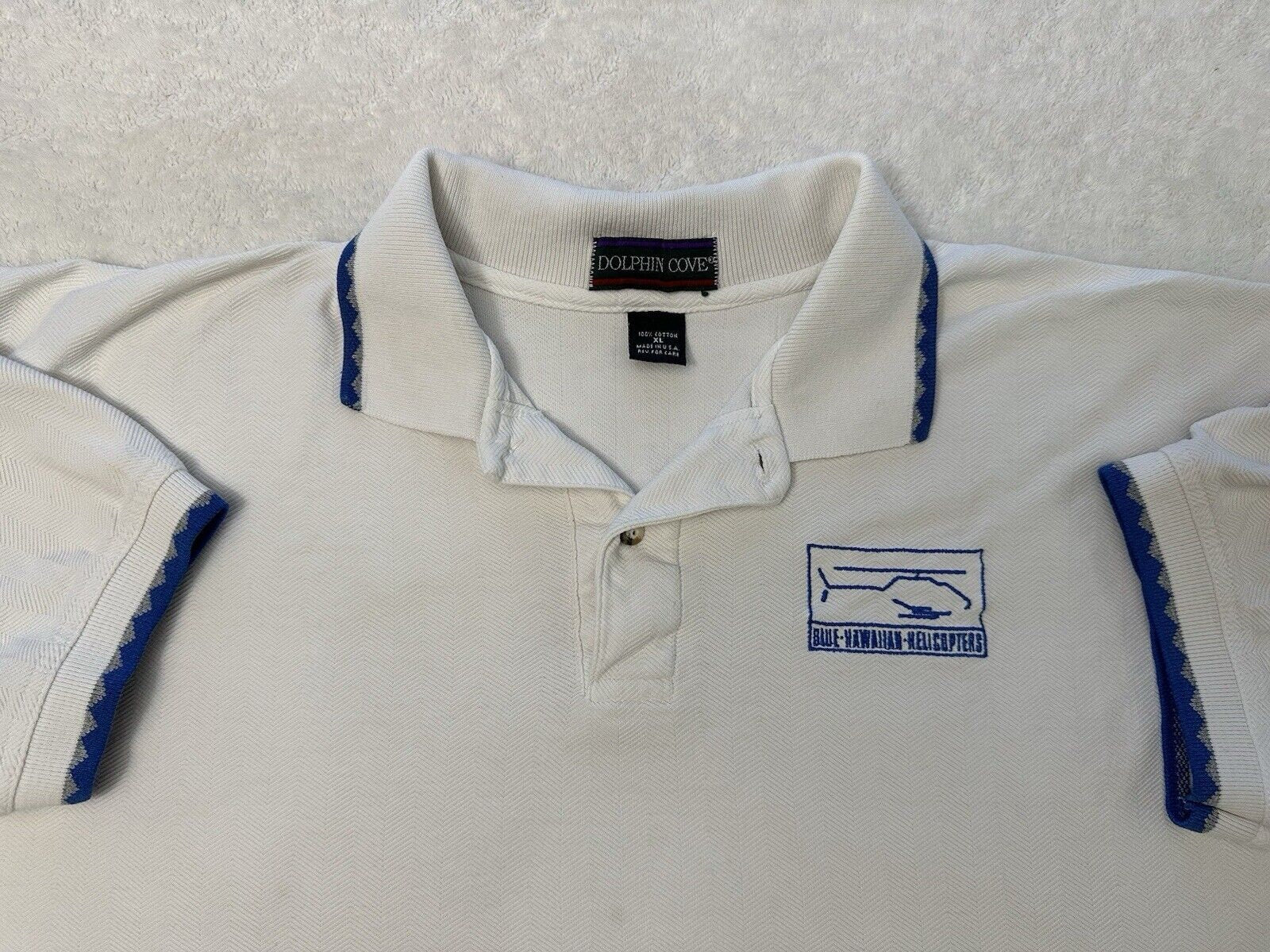 Vintage 1990s 90s Blue Hawaiian Helicopter Tours Hawaii Knit Polo T Shirt XL Graphic Tee – Everyday Comfort · Perfect For Daily Wear