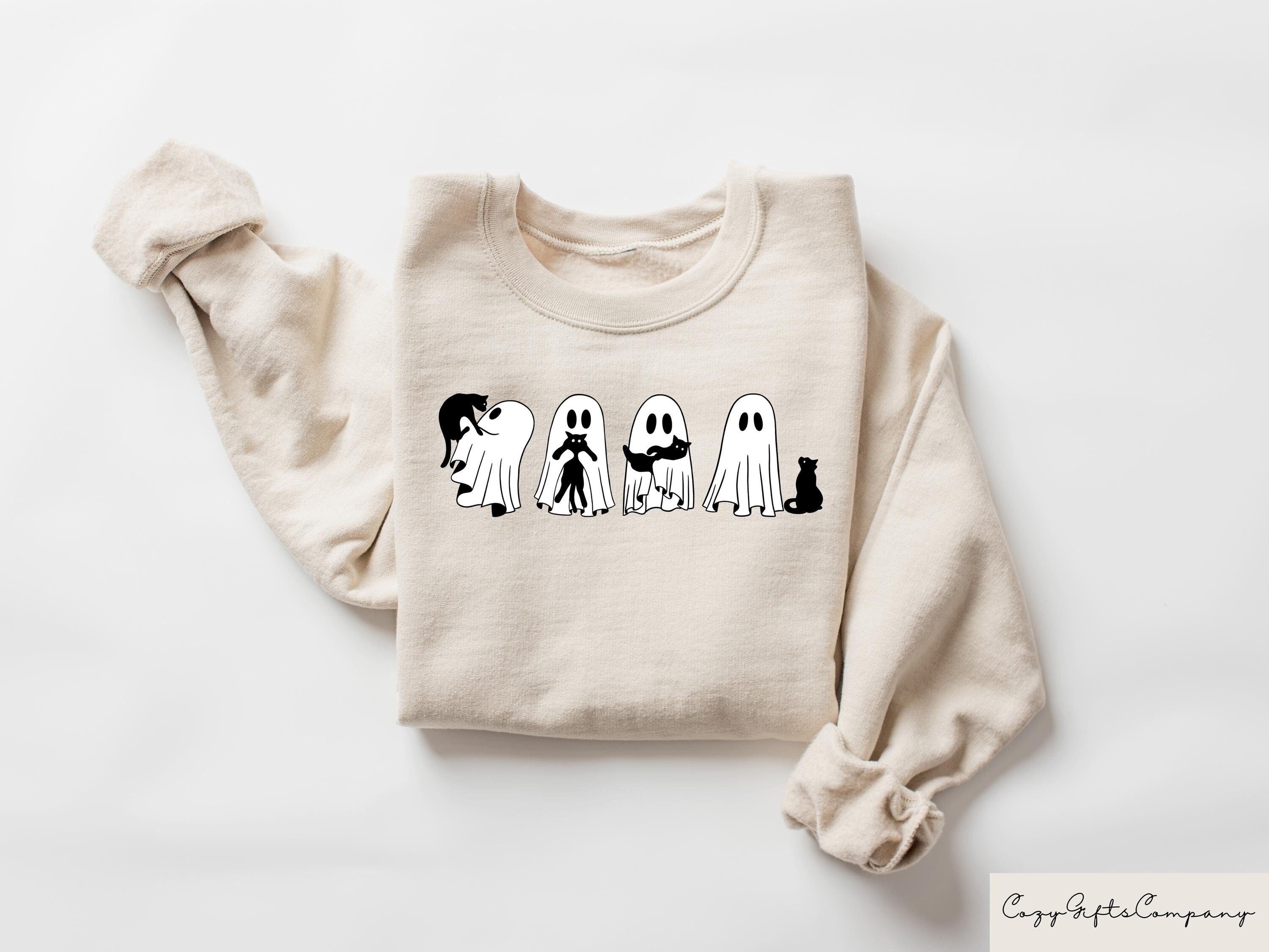 Ghost Cat Sweatshirt Ghost Cat Tshirt Halloween Crewneck Halloween Gift Spooky Cat Tshirt Cat Lover Shirt Cat Tshirt Halloween Shirt Sweatshirt – Aesthetic Look · Top Pick For Any Outfit