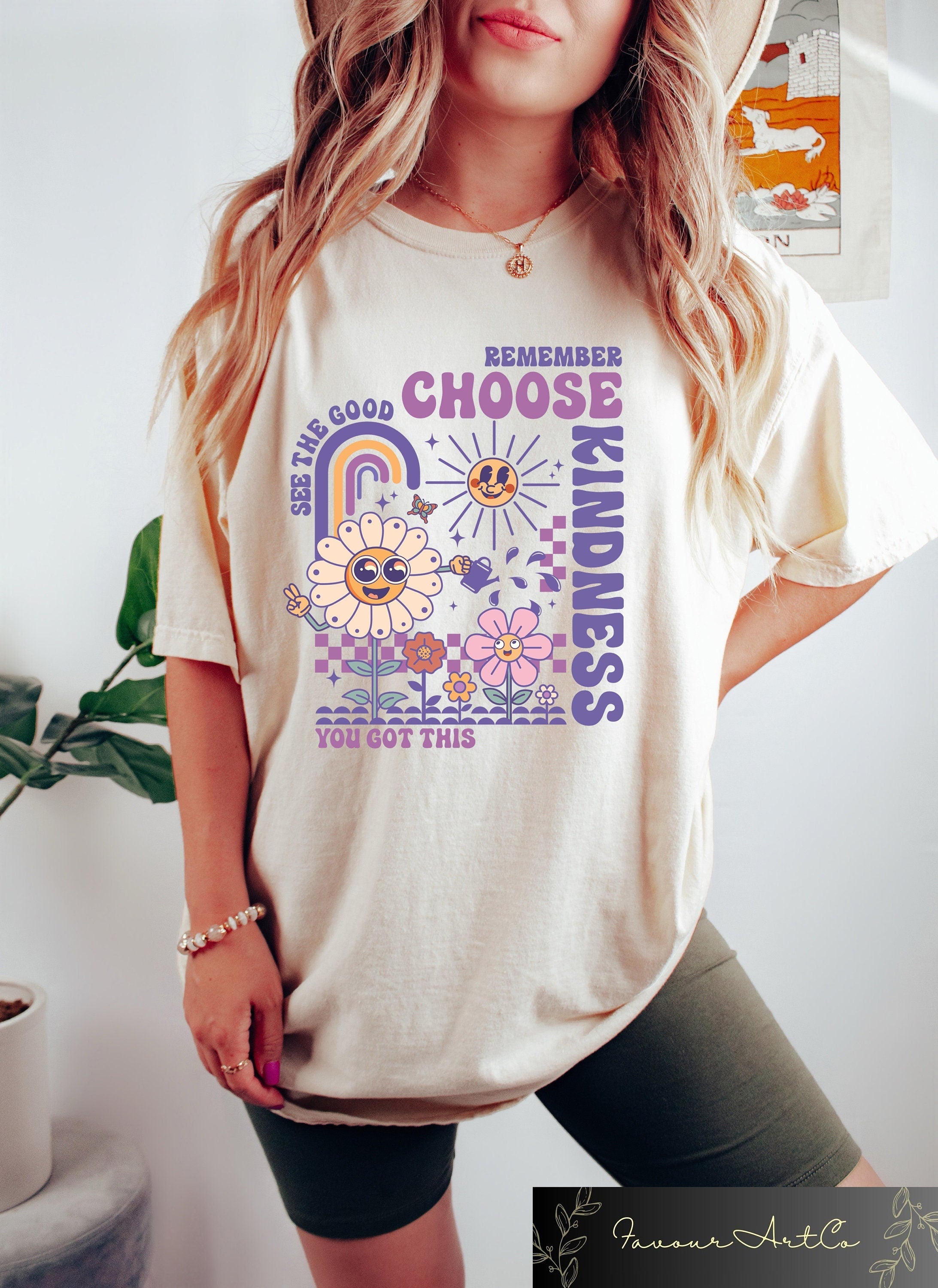 Choose Kindness Shirt Retro Groovy Floral T Shirt Inspirational Shirts Aesthetic Woman Tee Graphic Tee – Feel-Good Design · Must-Have Style