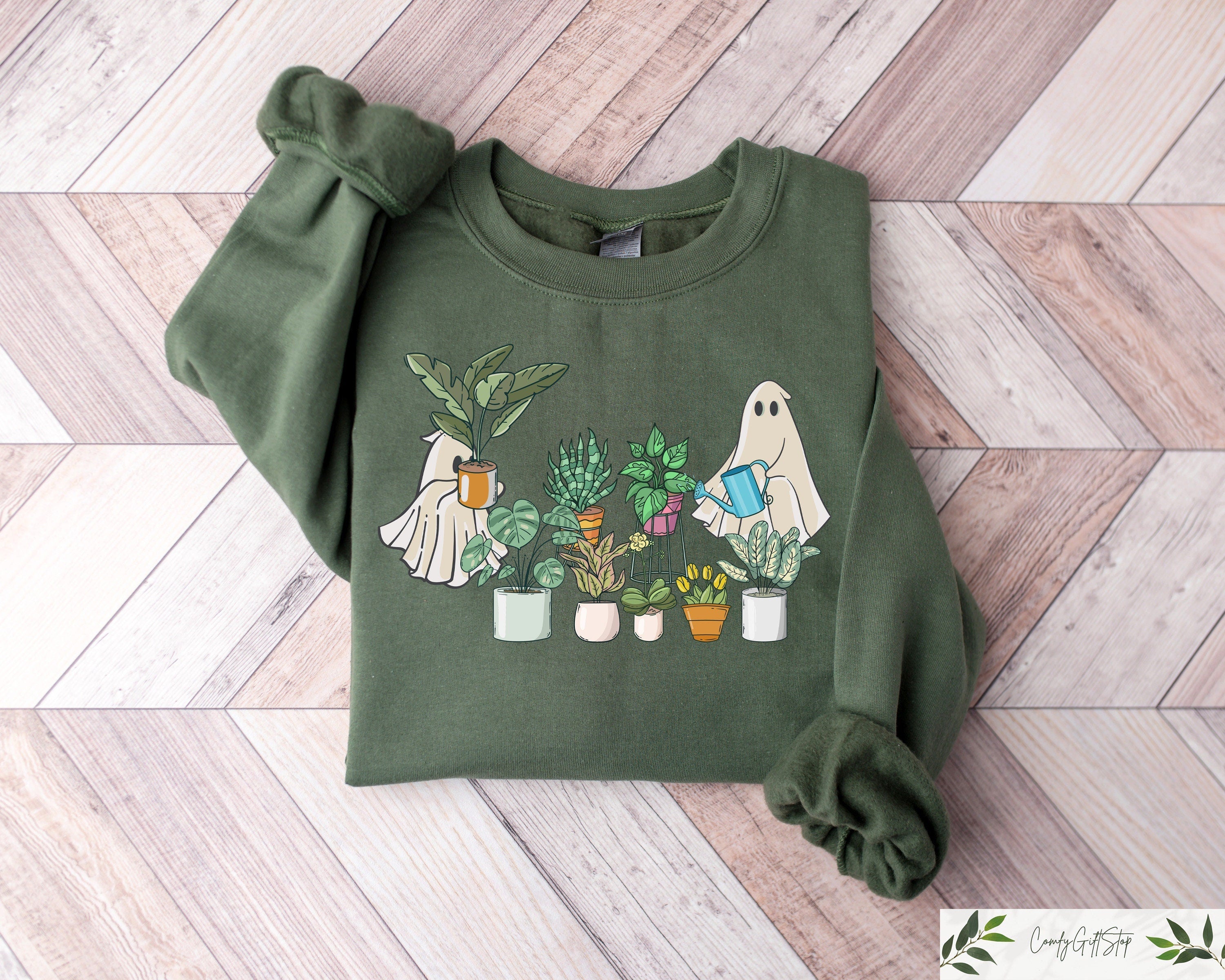 Funny Plant Ghost Sweatshirt Halloween Plant Lady Shirt Hallowen Gift Ghost Crewneck Sweatshirt Spooky Season Shirt Halloween Party Sweatshirt – Bold Style · Must-Have Style