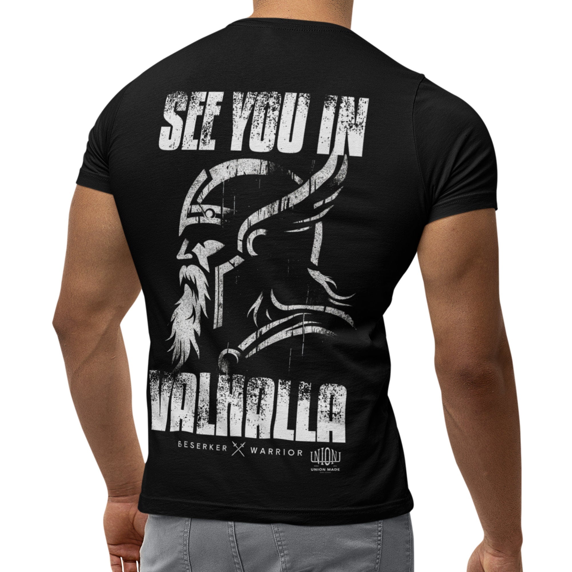 Vikings See You In Valhalla Men39s Cotton T Shirt FrontBack Design Graphic Tee – Everyday Comfort · Top Pick For Any Outfit