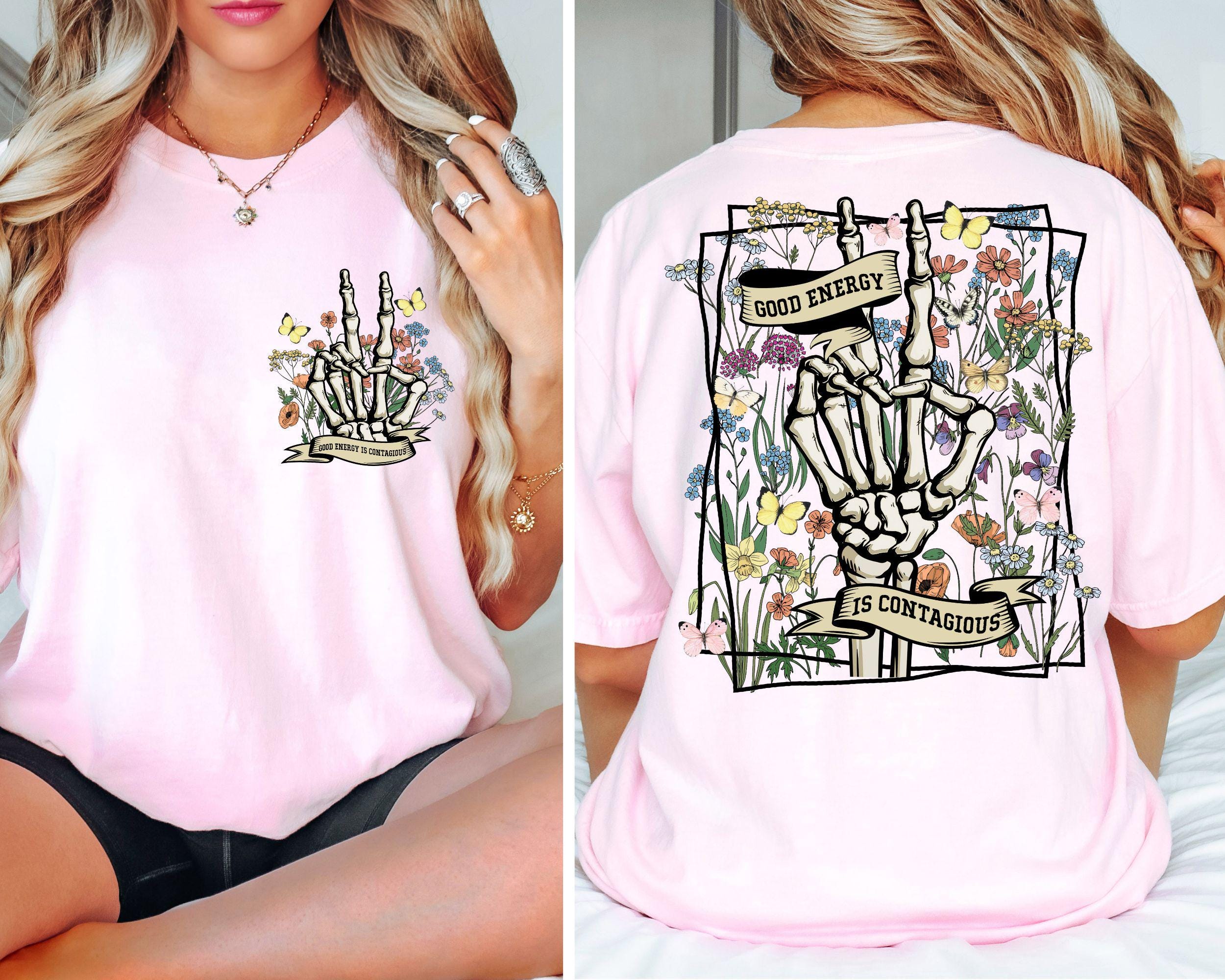 Good Energy Is Contagious Shirt Motivational Shirt Positive Shirt Women Shirt Skeleton Shirt Halloween TShirt Funny Trendy Halloween Graphic Tee – Cozy Vibes · High-Quality Print