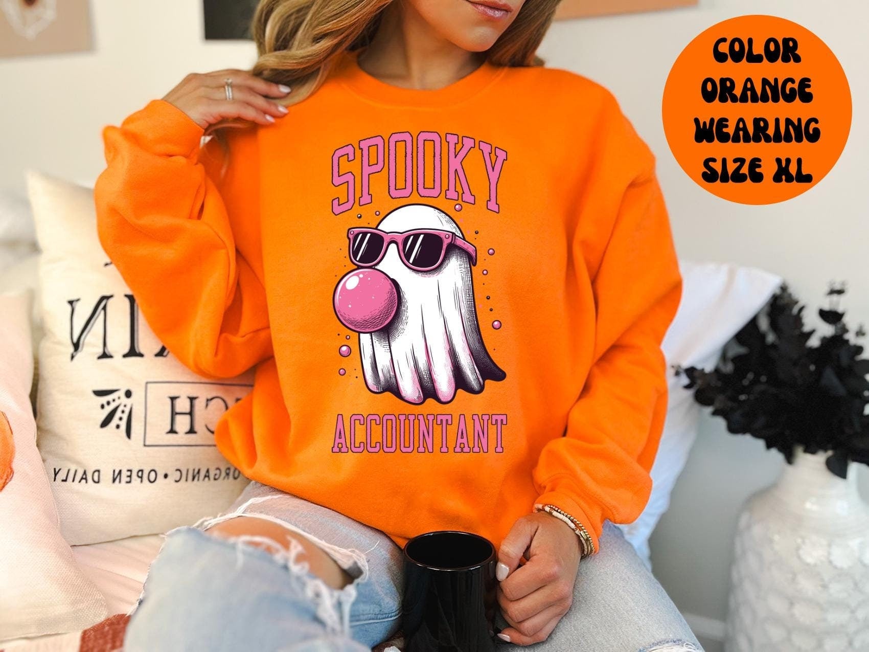 Accountant Halloween Ghost Gum Sweatshirt Gifts for Her Funny Sweater Shirt Cozy Comfy Unique Sweatshirt – Bold Style · Perfect For Daily Wear