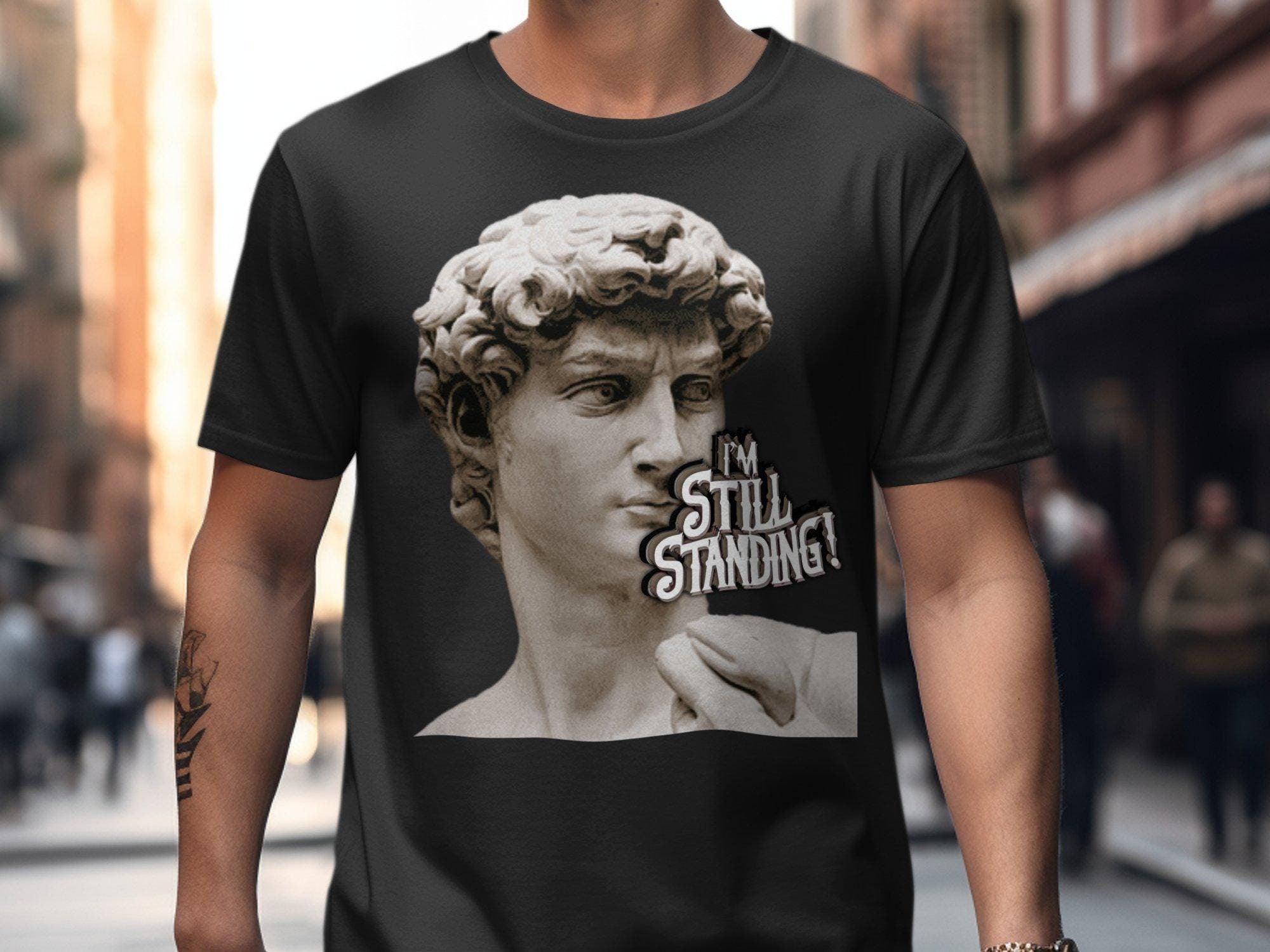 Funny David Statue T Shirt I39m Still Standing Tee Humorous Classical Art Shirt Unique Graphic Tee for Art Lovers Pop Culture T Shirt Graphic Tee – Easygoing Wear · Top Pick For Any Outfit