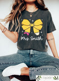 Personalized Back to School Teacher T Shirt Retro Teacher Coquette Pencil Bow Tee First Day of School Teacher Gift Teacher Matching Tees Graphic Tee – Aesthetic Look · Top Pick For Any Outfit