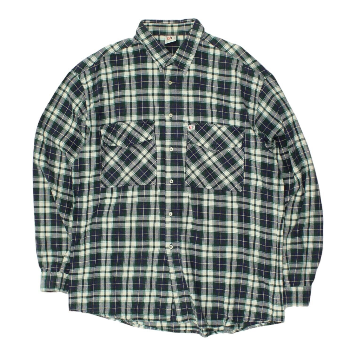 Belfe Mens White Blue Green White Plaid Shirt Vintage High End Designer VTG Graphic Tee – Bold Style · High-Quality Print