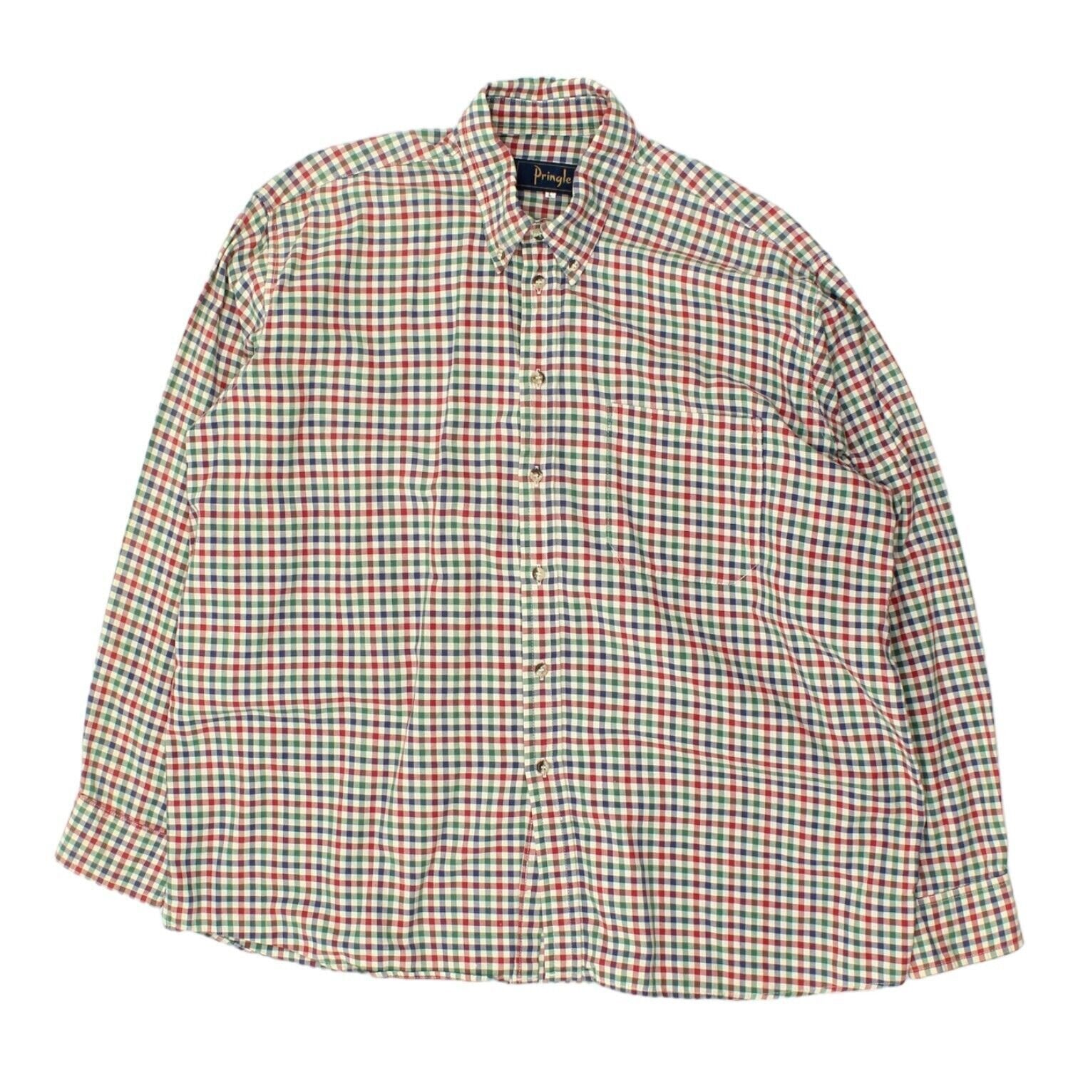 Pringle Mens Blue Red Green Check Button Down Collar Shirt Vintage Designer Graphic Tee – Premium Graphic · Top Pick For Any Outfit