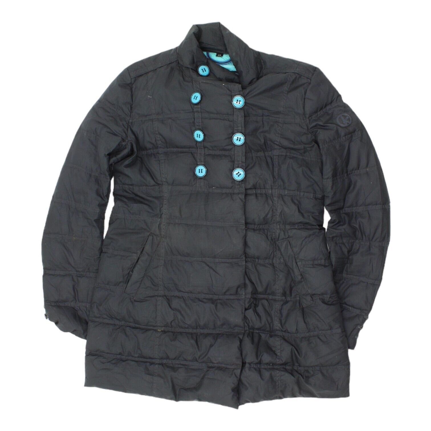 Kejo Womens Navy Mid Length Puffer Coat Vintage High End Designer Jacket VTG Graphic Tee – Bold Style · Must-Have Style