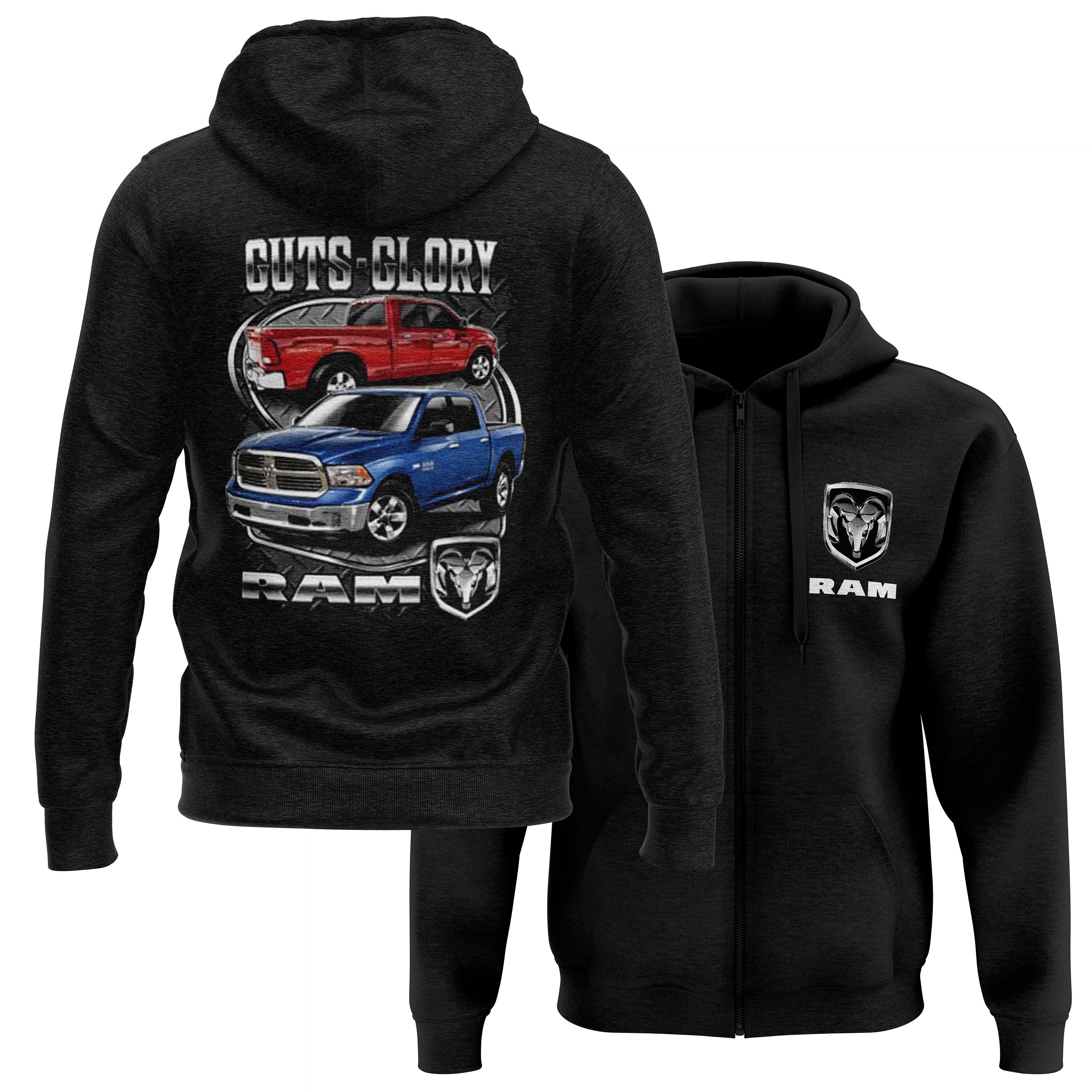 Dodge Ram Trucks Guts Glory Casual Black Zip Hoodie Hoodie – Fan Favorite · Top Pick For Any Outfit