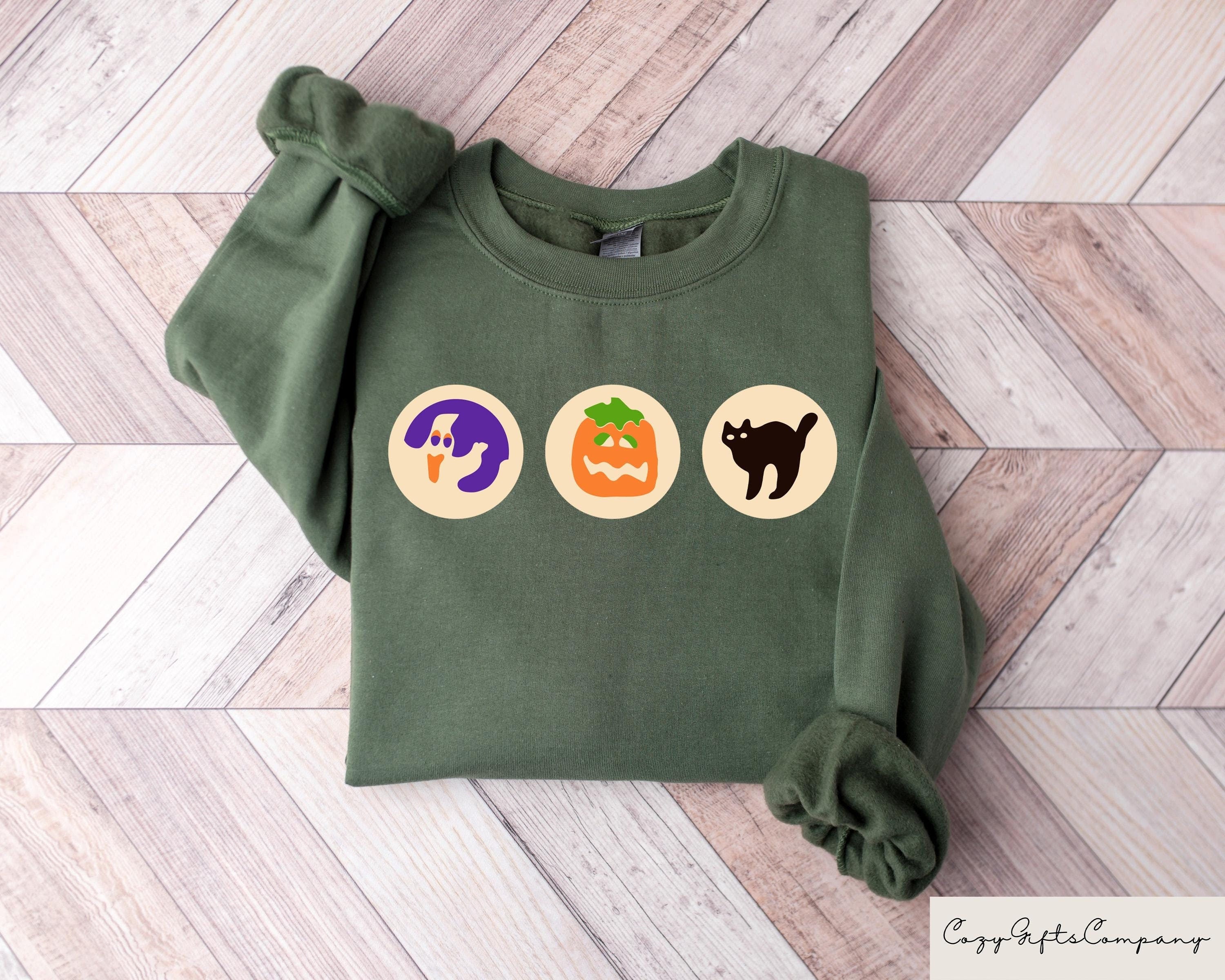 Halloween Sugar Cookie Sweatshirt Spooky Cat Pumpkin Boo Ghost Crewneck Halloween Cookies Tee Cute Trick Or Treat Snacks Halloween Gift Sweatshirt – Bold Style · Top Pick For Any Outfit