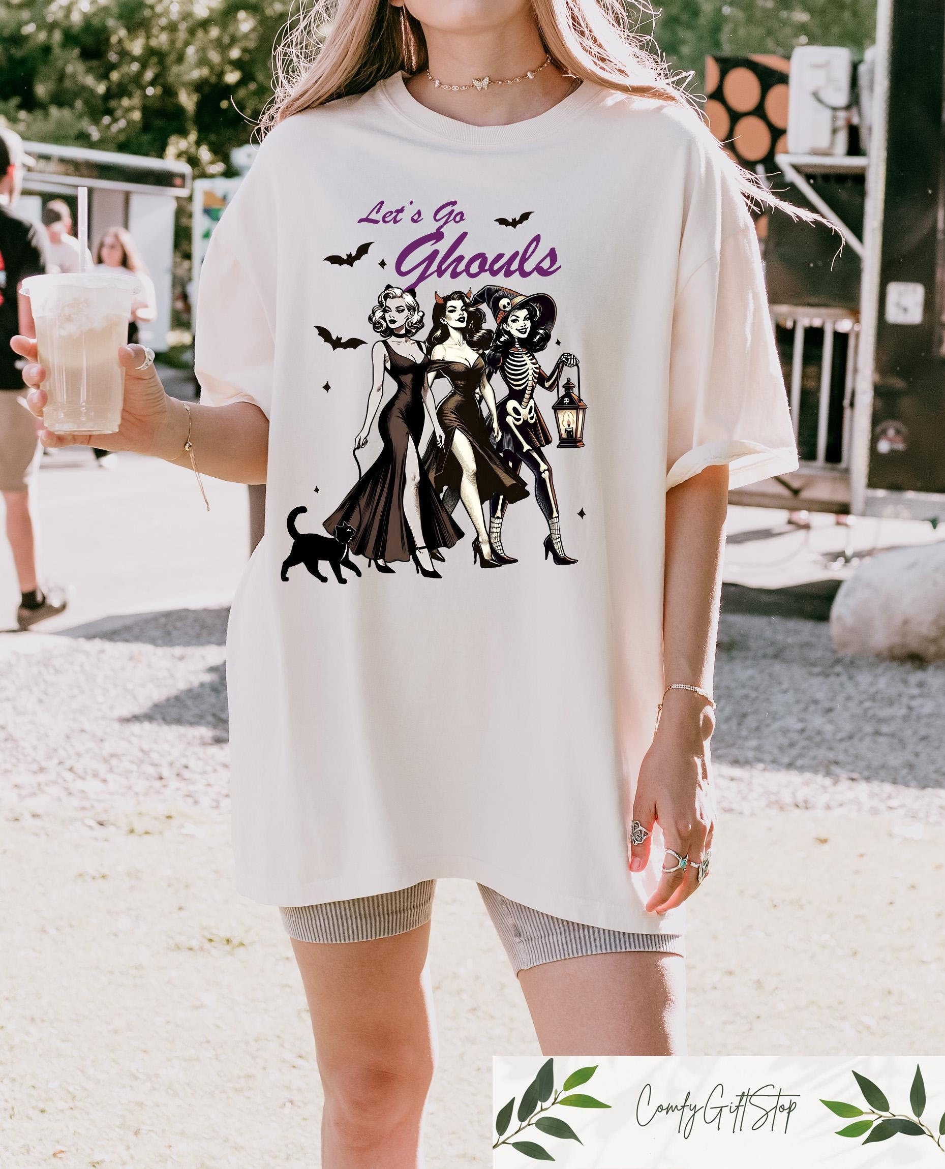 Comfort Let39s Go Ghouls Shirt Retro Halloween Shirt Witch Sweatshirt Halloween Gift Spooky Season Sweatshirt Halloween Witch Shirt Sweatshirt – Cozy Vibes · Great Gift For Fans