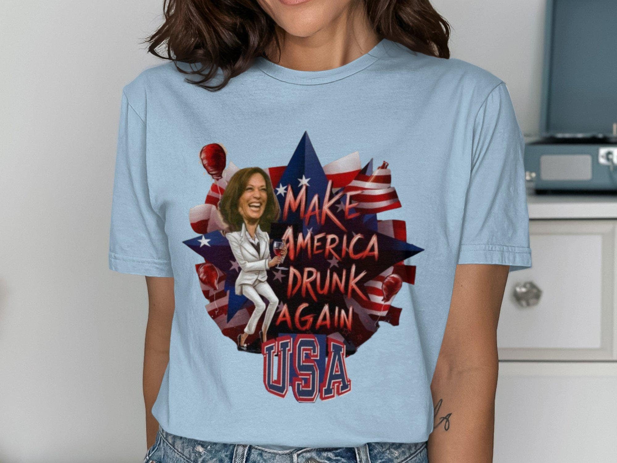 Make America Drunk Again Kamala Harris T Shirt Graphic Tee – Fan Favorite · Great Gift For Fans