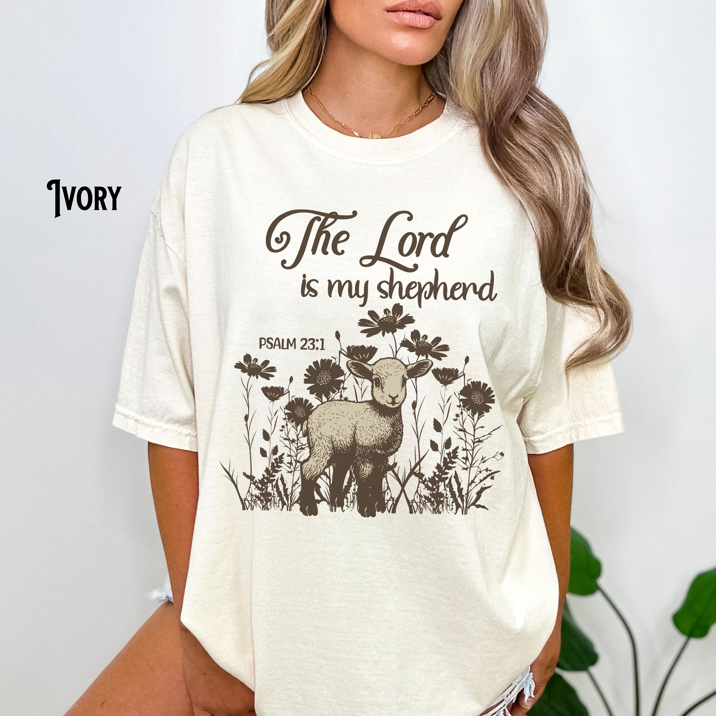The Lord is my Shepherd Psalm 231 Lamb Christian Gift Baptism Bible Verse Faith Based Apparel Religious Graphic Tee – Aesthetic Look · Perfect For Daily Wear