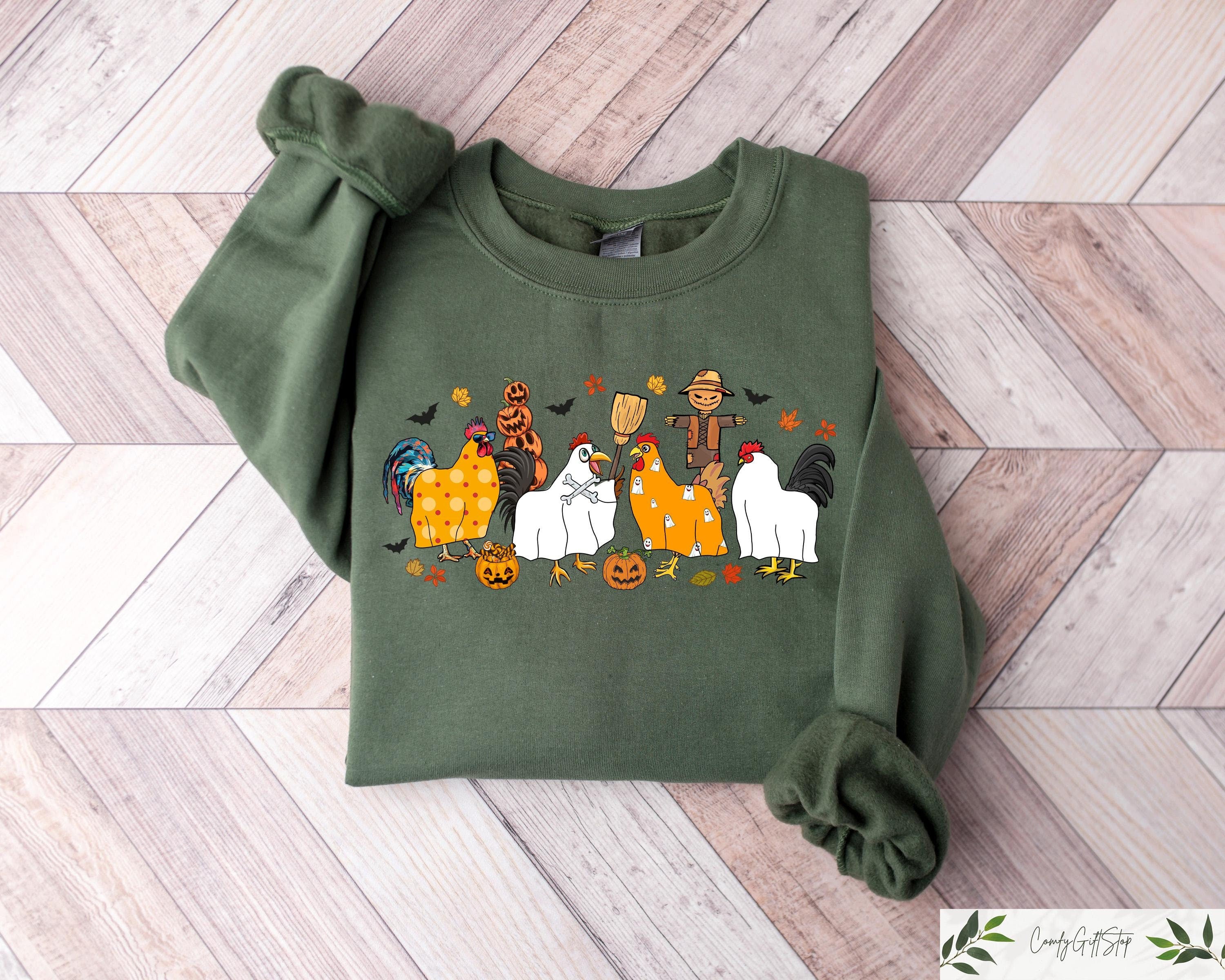Retro Comfort Cute Halloween Chicken Shirt Chicken Lover Halloween Gift Farmer Halloween Chicken Mom Halloween Sweatshirt Thankful Tee Sweatshirt – Feel-Good Design · Trending Graphic Apparel