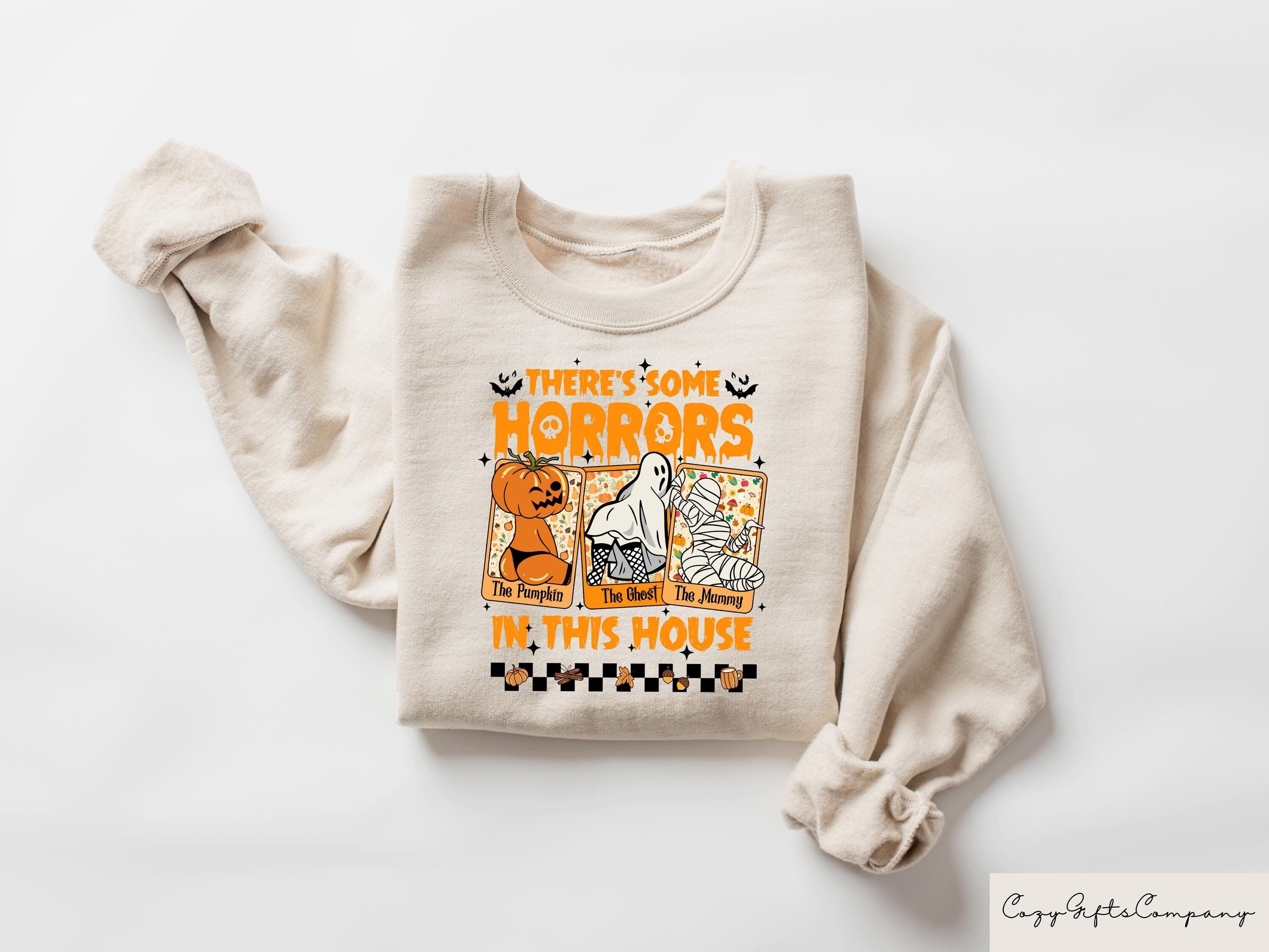 Theres Some Horrors In This House Sweatshirt Retro Halloween Shirt Halloween Gifts Funny Halloween Costume Trendy Halloween Shirt Sweatshirt – Bold Style · Top Pick For Any Outfit