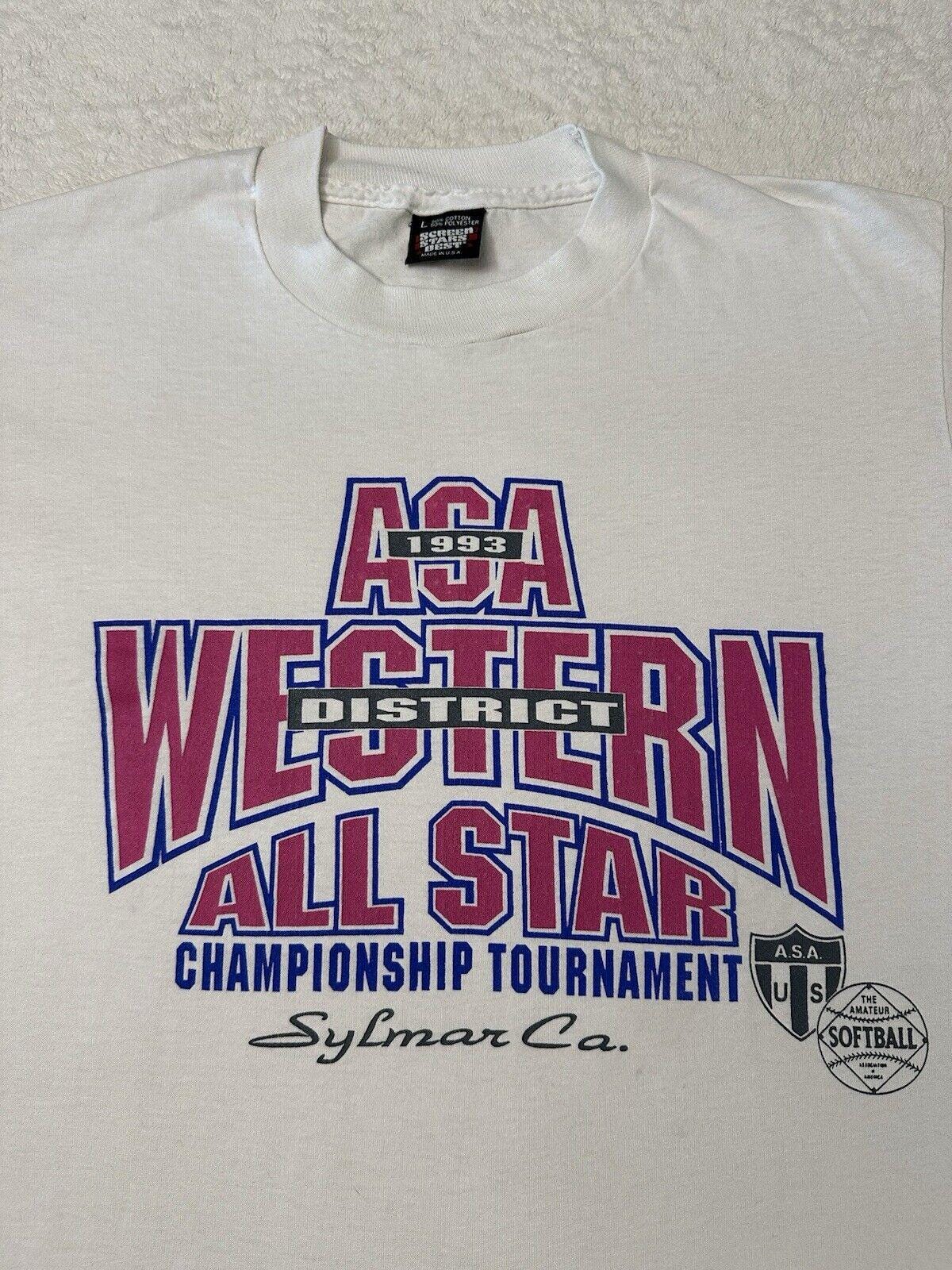 Vintage 1990s ASA Amateur Softball All Star California Tournament T Shirt M L Graphic Tee – Bold Style · Trending Graphic Apparel