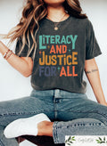 Reading Shirt For Women Literacy And Justice For All Teacher Shirt Book Club Shirt Reading Teacher Shirt School Librarian Gift Graphic Tee – Easygoing Wear · Top Pick For Any Outfit