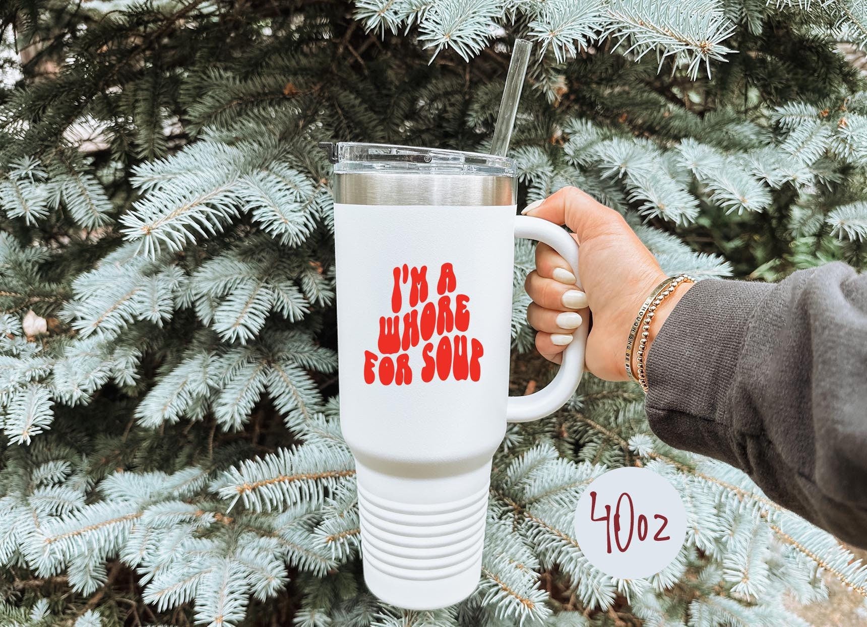 Soup Tumbler 40oz Cup With Straw Gifts Insulated Cup Travel Mug Graphic Tee – Cozy Vibes · Top Pick For Any Outfit