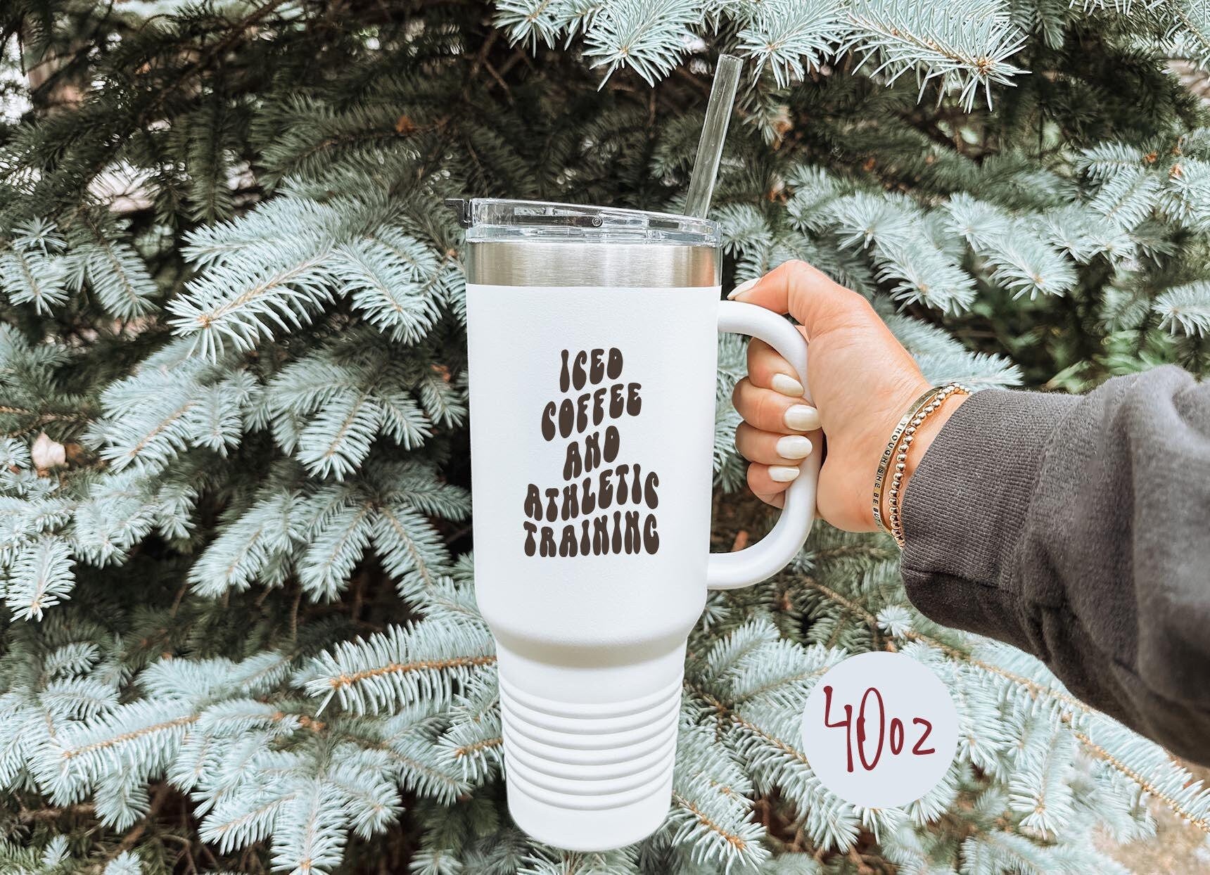 Athletic Trainer Iced Coffee Tumbler 40oz Cup With Straw Gifts Insulated Cup Travel Mug Graphic Tee – Easygoing Wear · High-Quality Print
