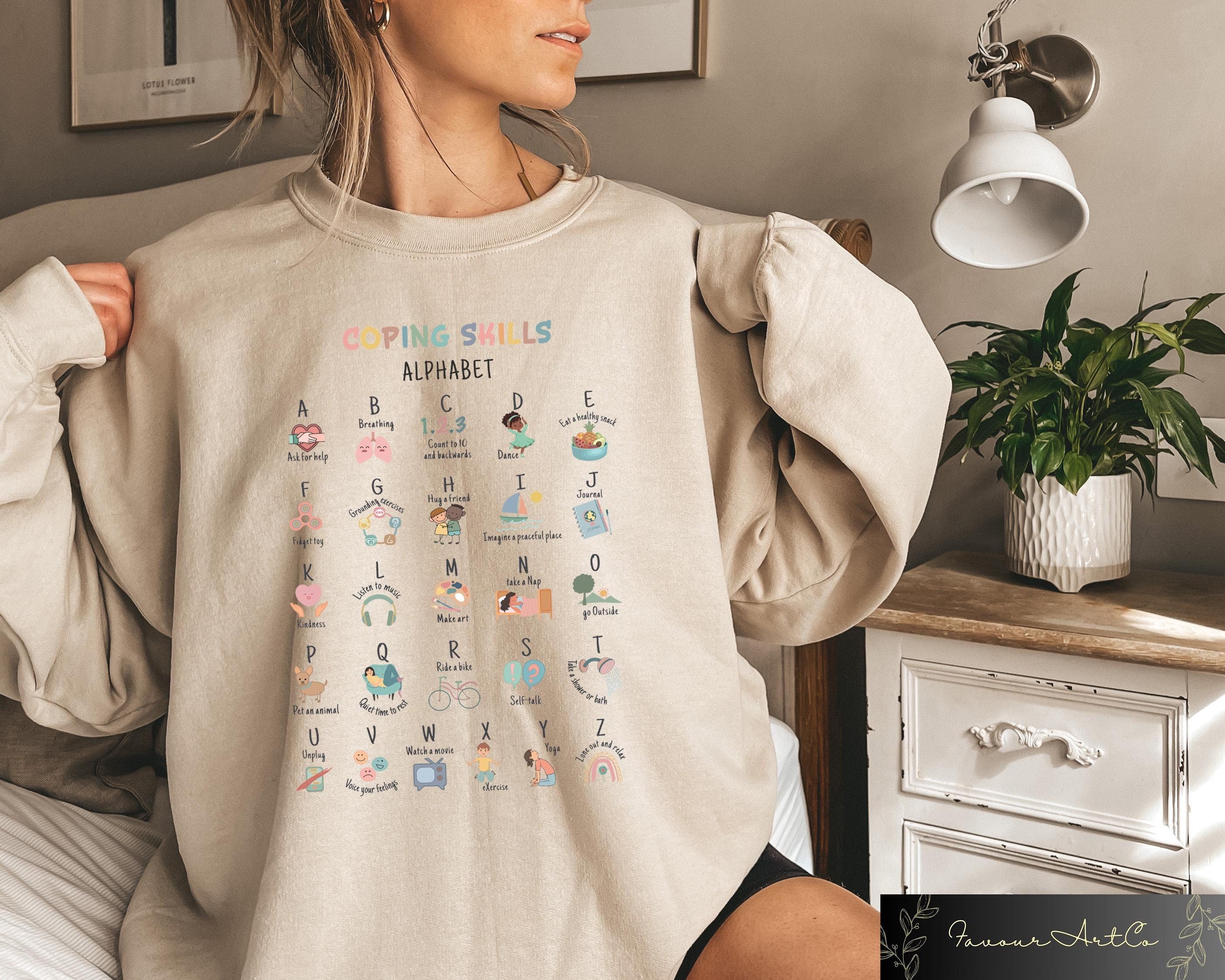 Coping Skills Alpabet Sweatshirt Sped Teacher Tshirt School Counselor T Shirt Social Worker Outfit Special Education Teacher Outfit Sweatshirt – Warm & Stylish · Perfect For Daily Wear