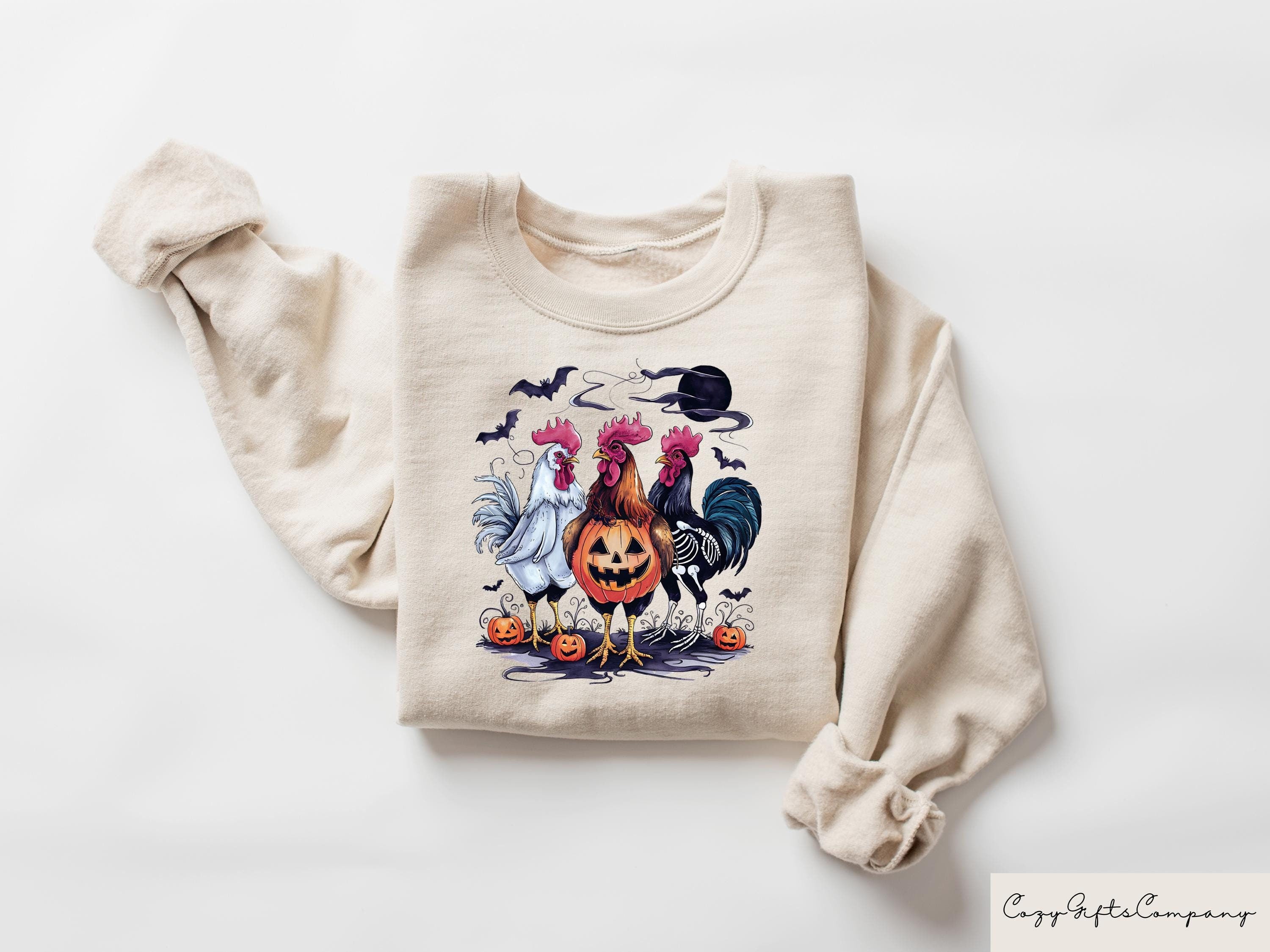 Halloween Chicken Tshirt Spooky Chicken Sweatshirt Halloween Gift Funny Chicken Shirt Ghost Chickens Tee Halloween Chicken Crewneck Sweatshirt – Easygoing Wear · Great Gift For Fans