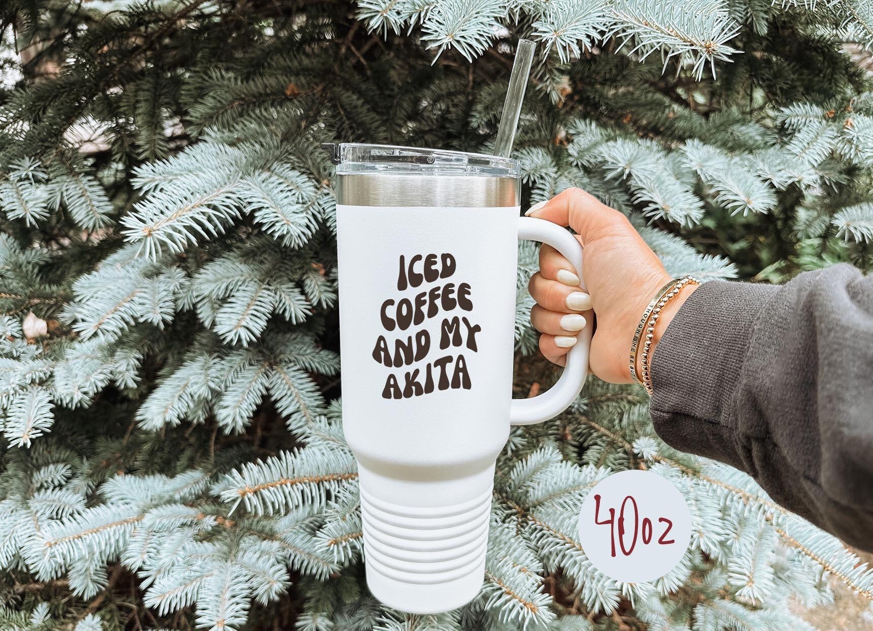 Akita Dog Mom Tumbler 40oz Cup Gifts With Straw Insulated Cup Travel Mug Graphic Tee – Aesthetic Look · Trending Graphic Apparel