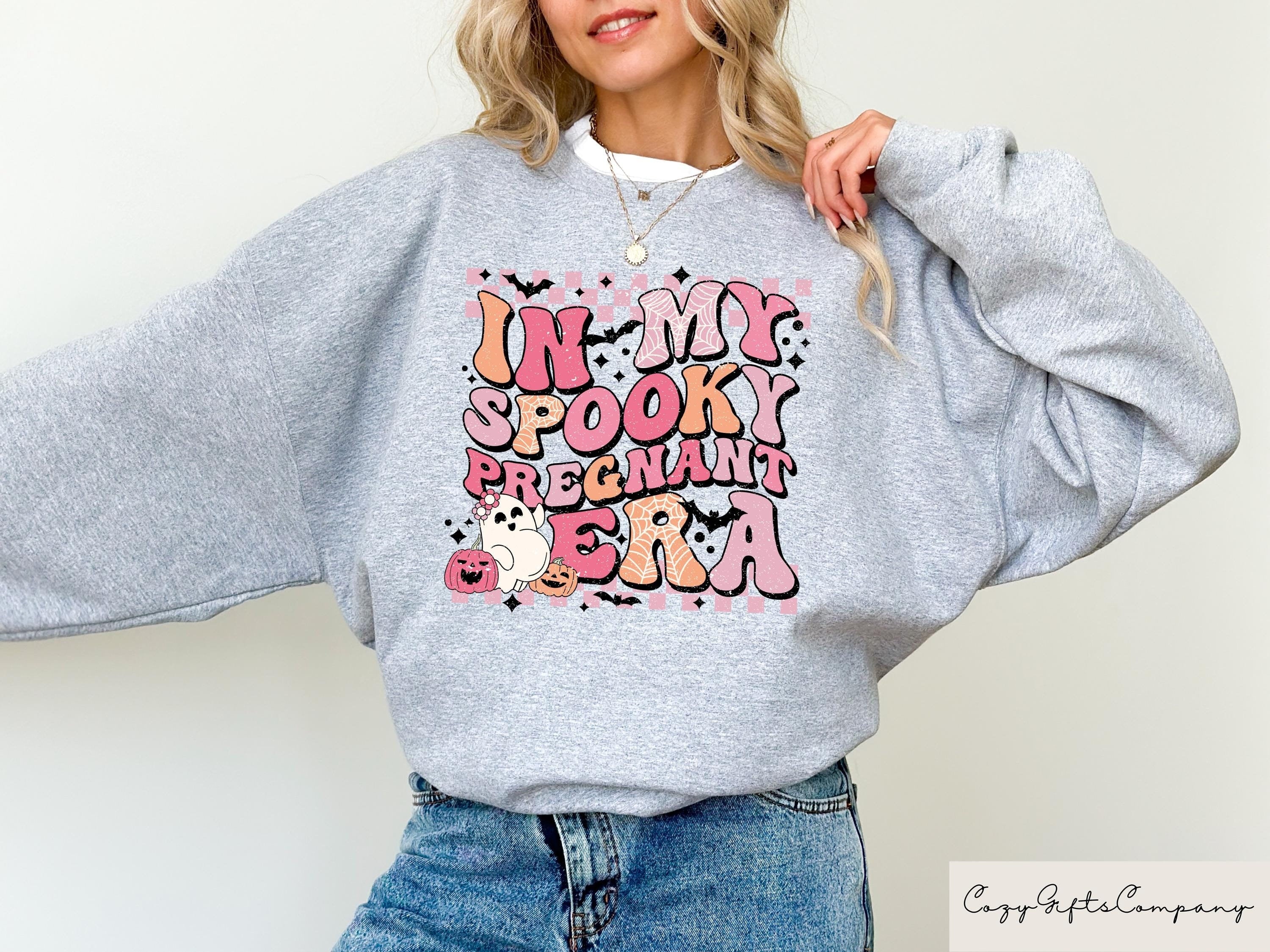 In My Spooky Pregnant Era Sweatshirt Halloween Pregnancy Announcement Pregnant Sweatshirt Pregnancy Reveal GIft Pregnancy Hoodie Hoodie – Feel-Good Design · High-Quality Print
