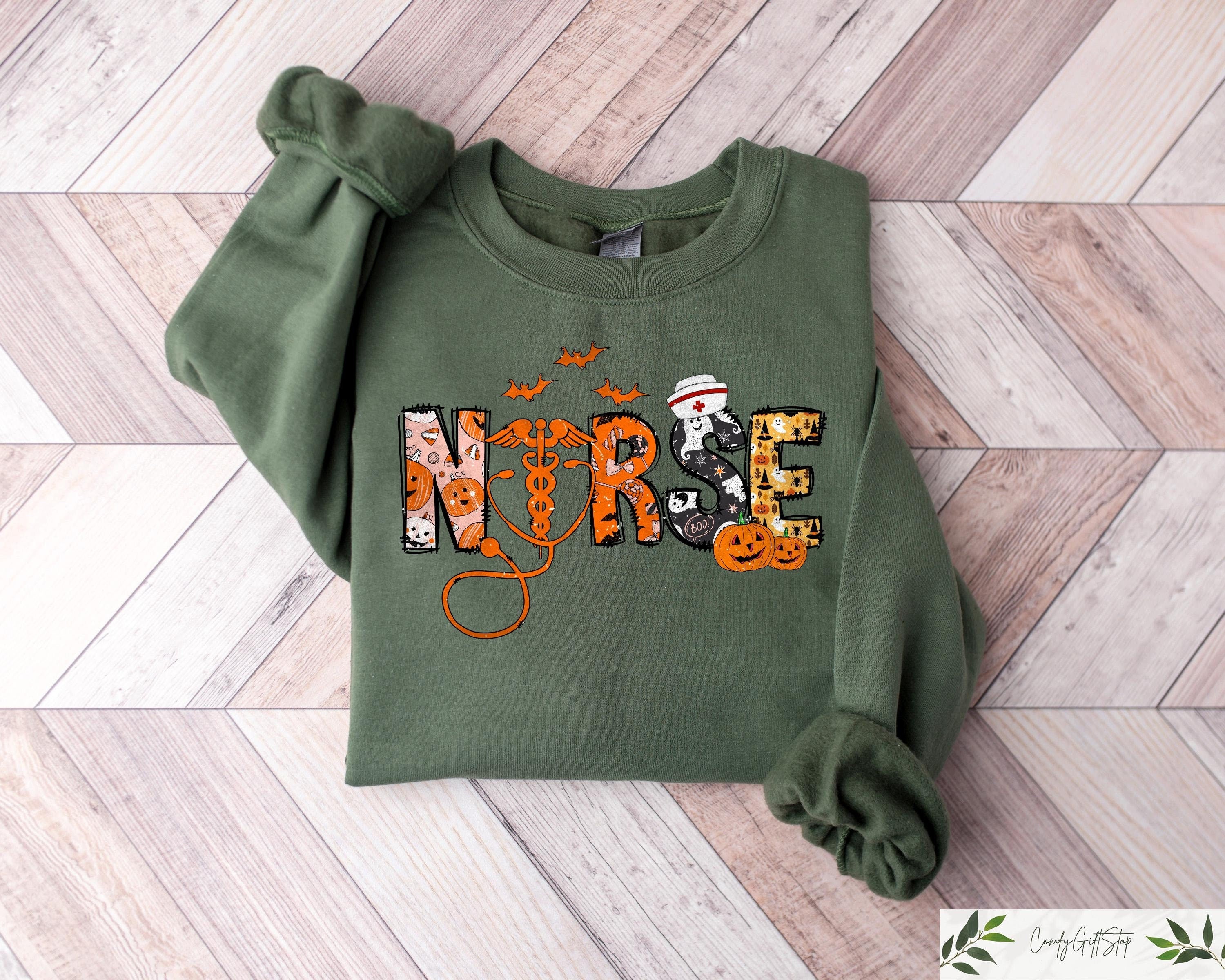 Halloween Nurse Sweatshirt Spooky Nurse Tshirt Nurse Halloween Gifts Halloween Party Shirt Nurse Halloween T shirt Cute Nurse Shirt Sweatshirt – Cozy Vibes · High-Quality Print