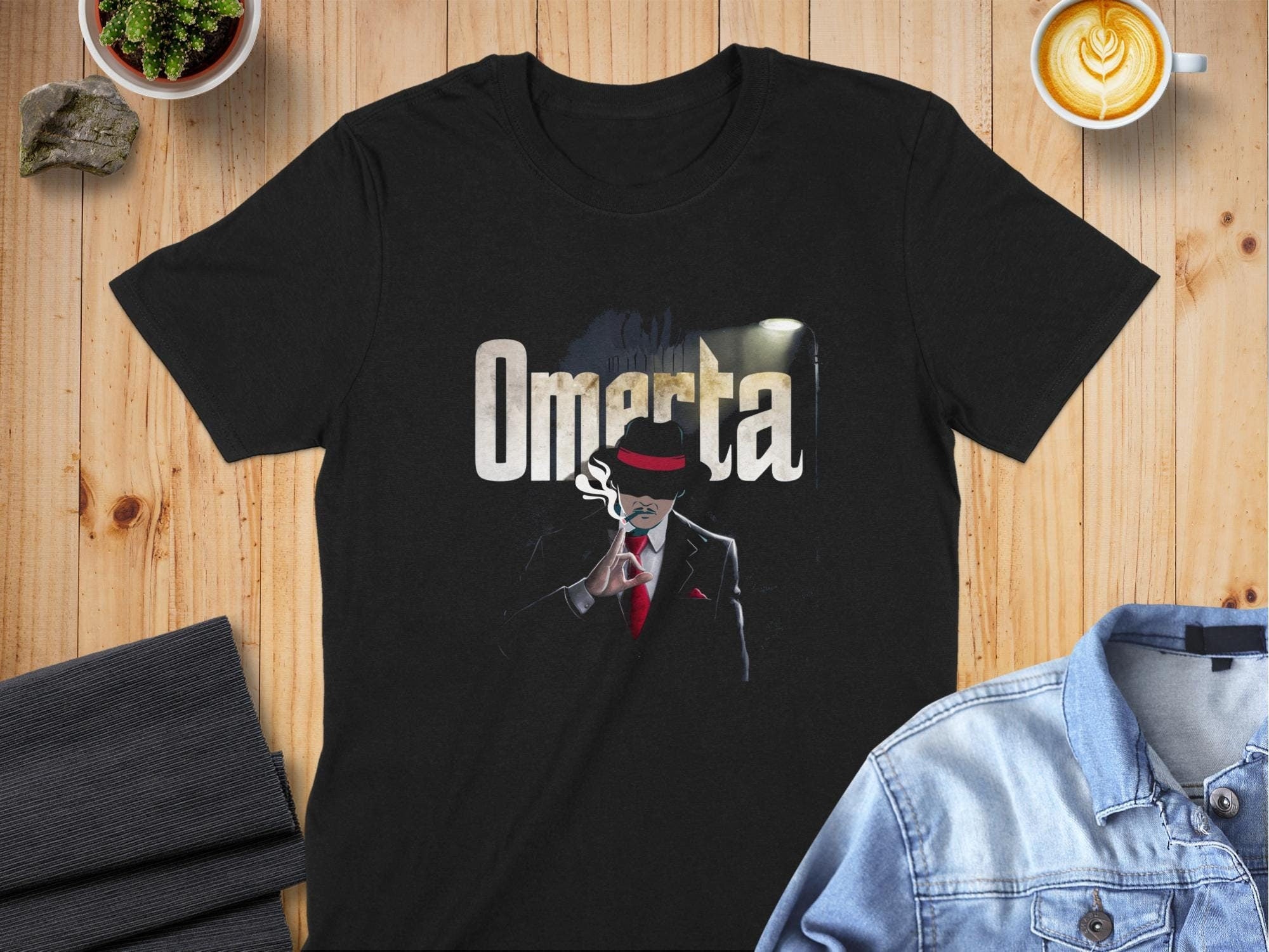 Omerta Mafia T Shirt Gangster Graphic Tee Mob Boss Illustration Classic Mobster Shirt Crime Drama Apparel Vintage Mafia Clothing Graphic Tee – Soft Feel · Top Pick For Any Outfit