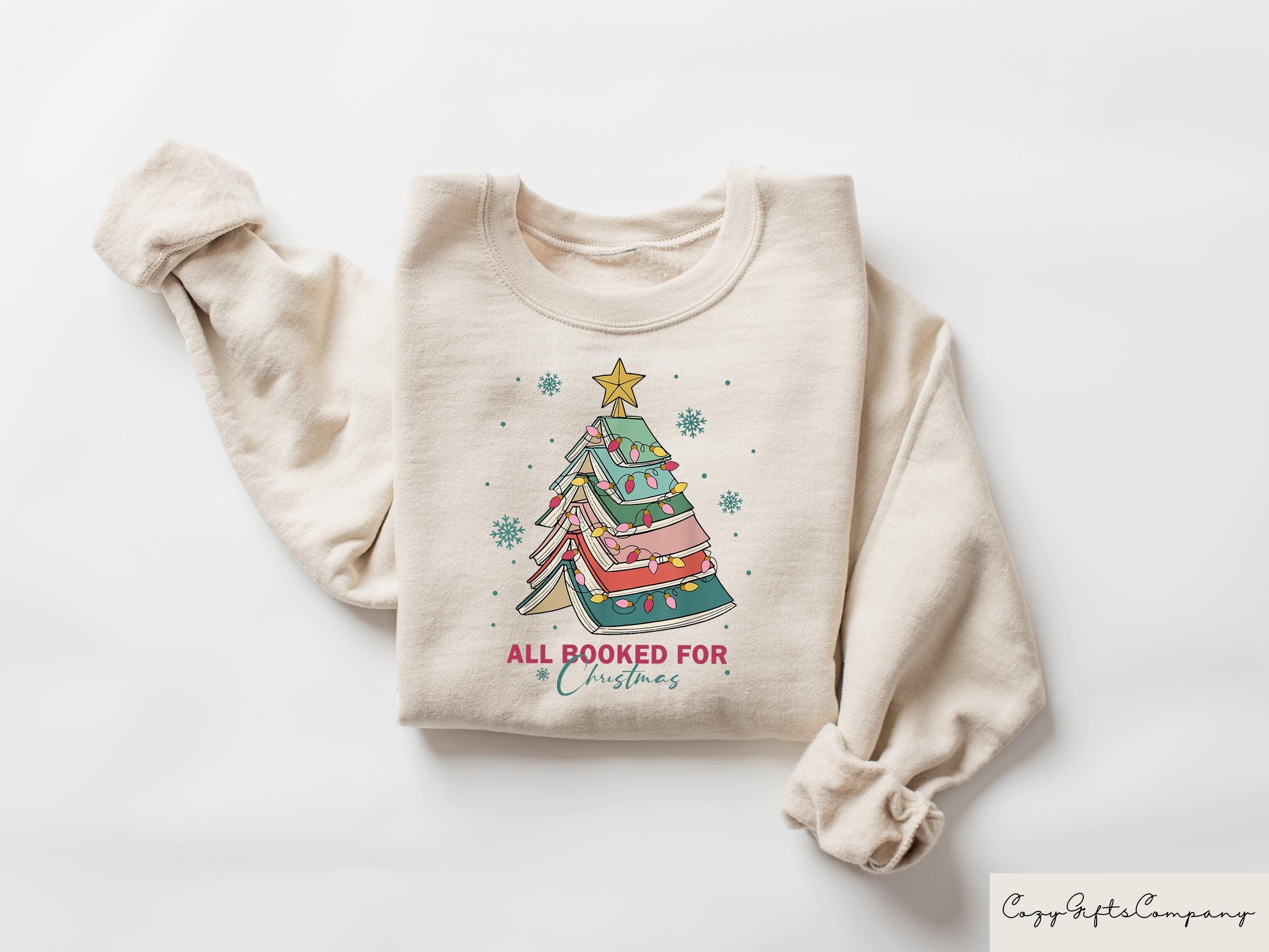 All Booked For Christmas Shirt Gift For Librarian Bookworm Christmas Sweater Christmas Gifts Christmas Book Tree Sweatshirt Sweatshirt – Soft Feel · Great Gift For Fans