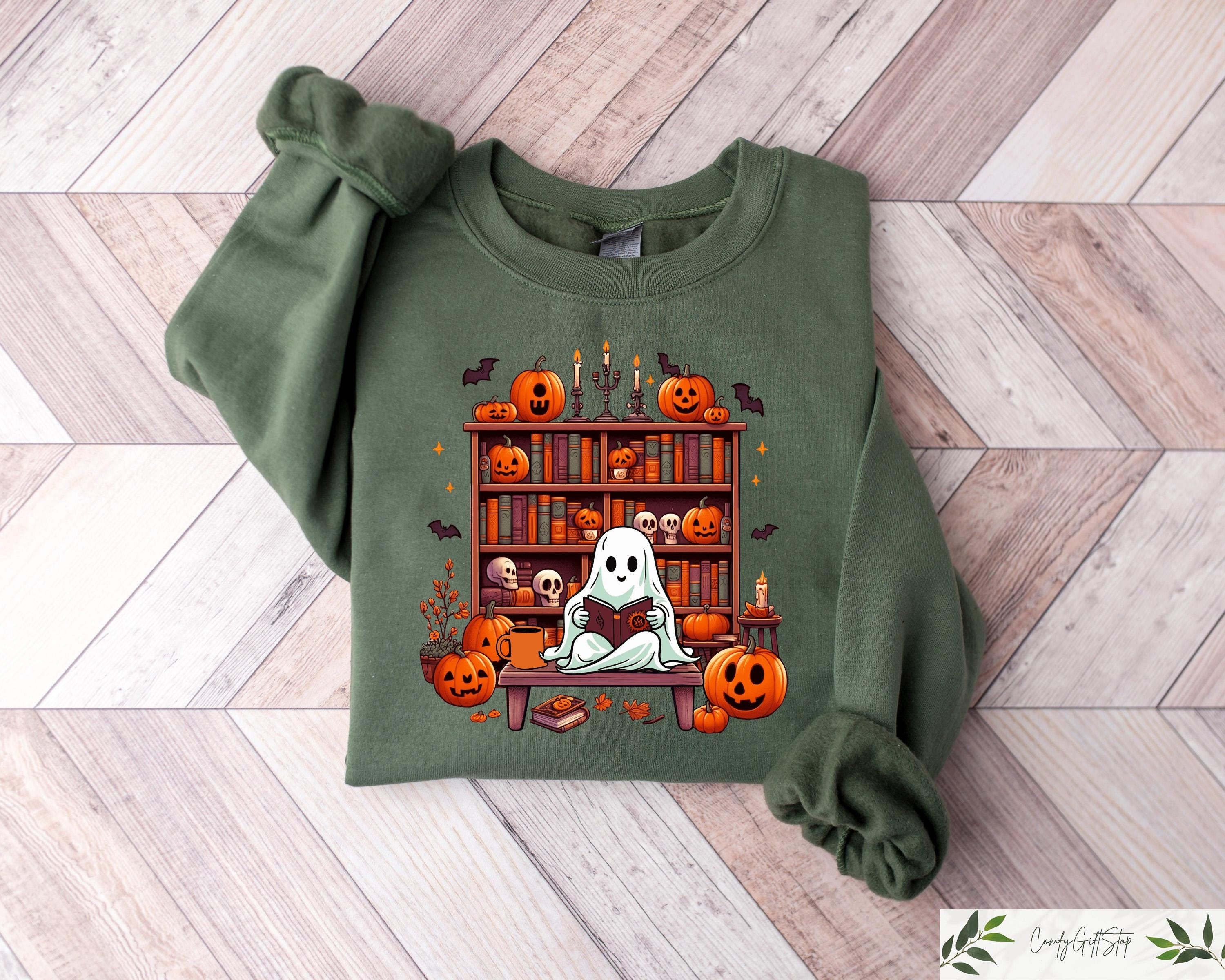 Ghost Book Reader Sweatshirt Reading Tee Book lover gift Reading enthusiast book shirt ghost reader tee halloween gift Boo Sweatshirt Sweatshirt – Soft Feel · Must-Have Style