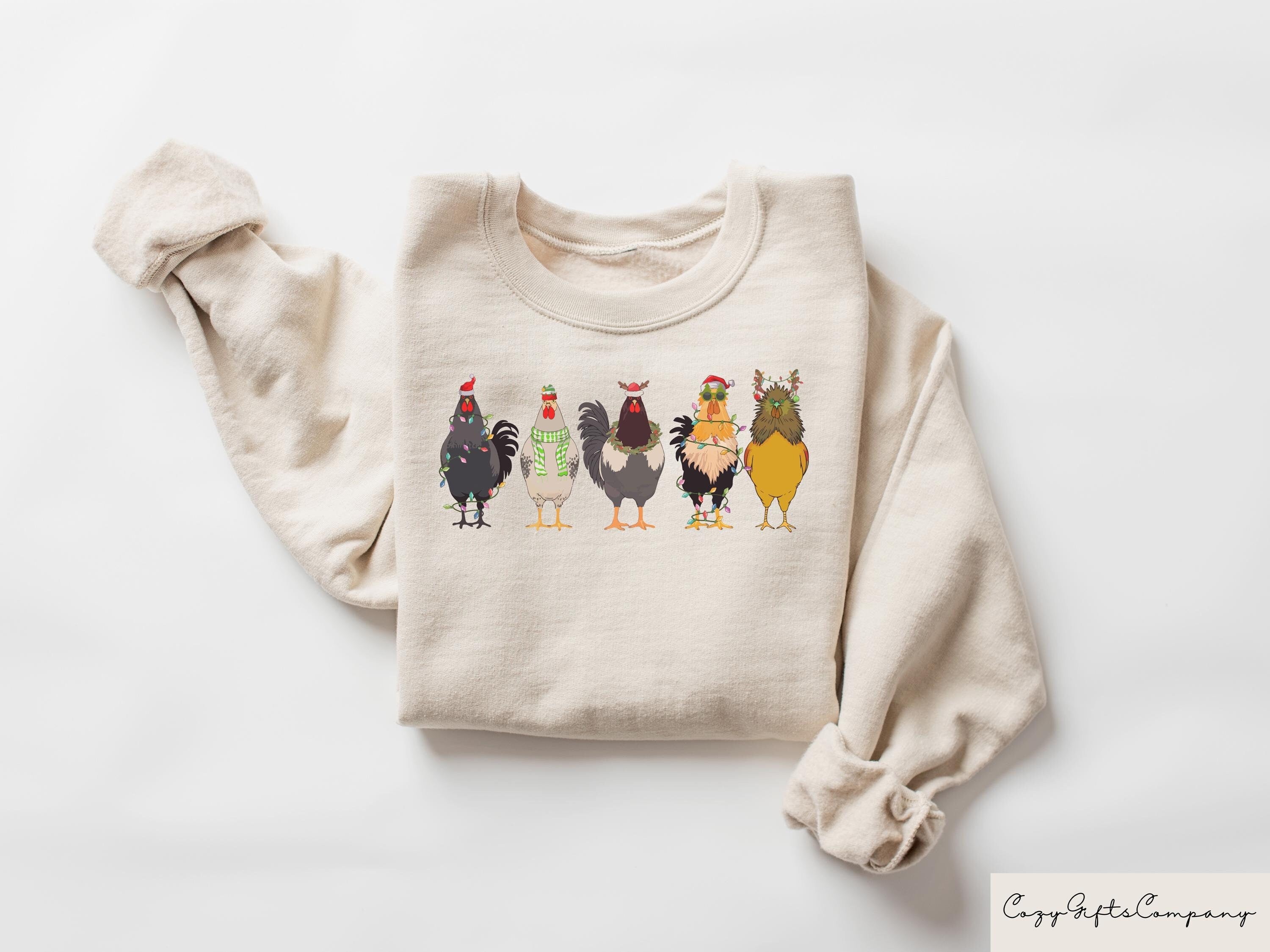 ute Christmas Chickens Sweatshirt Funny Christmas Chicken Sweater Christmas Animal Crewneck Christmas Gift Christmas Farm Sweatshirt Sweatshirt – Aesthetic Look · High-Quality Print
