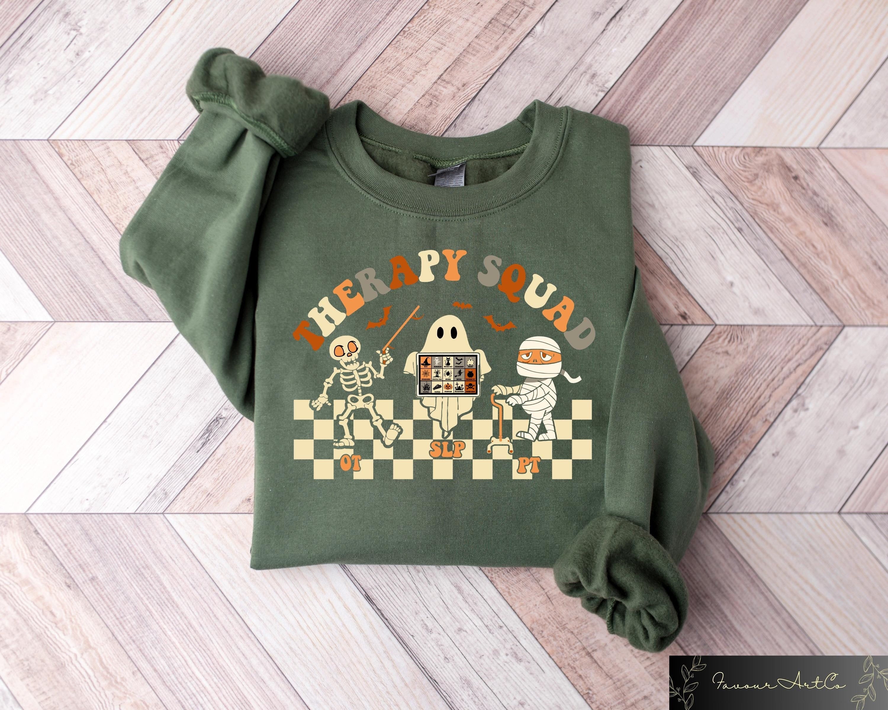 Spooky Squad Sweatshirt Occupational Therapy Physical Therapy Shirt Spooky Therapist Therapy Squad Shirt Halloween Gifts Sweatshirt – Everyday Comfort · Trending Graphic Apparel