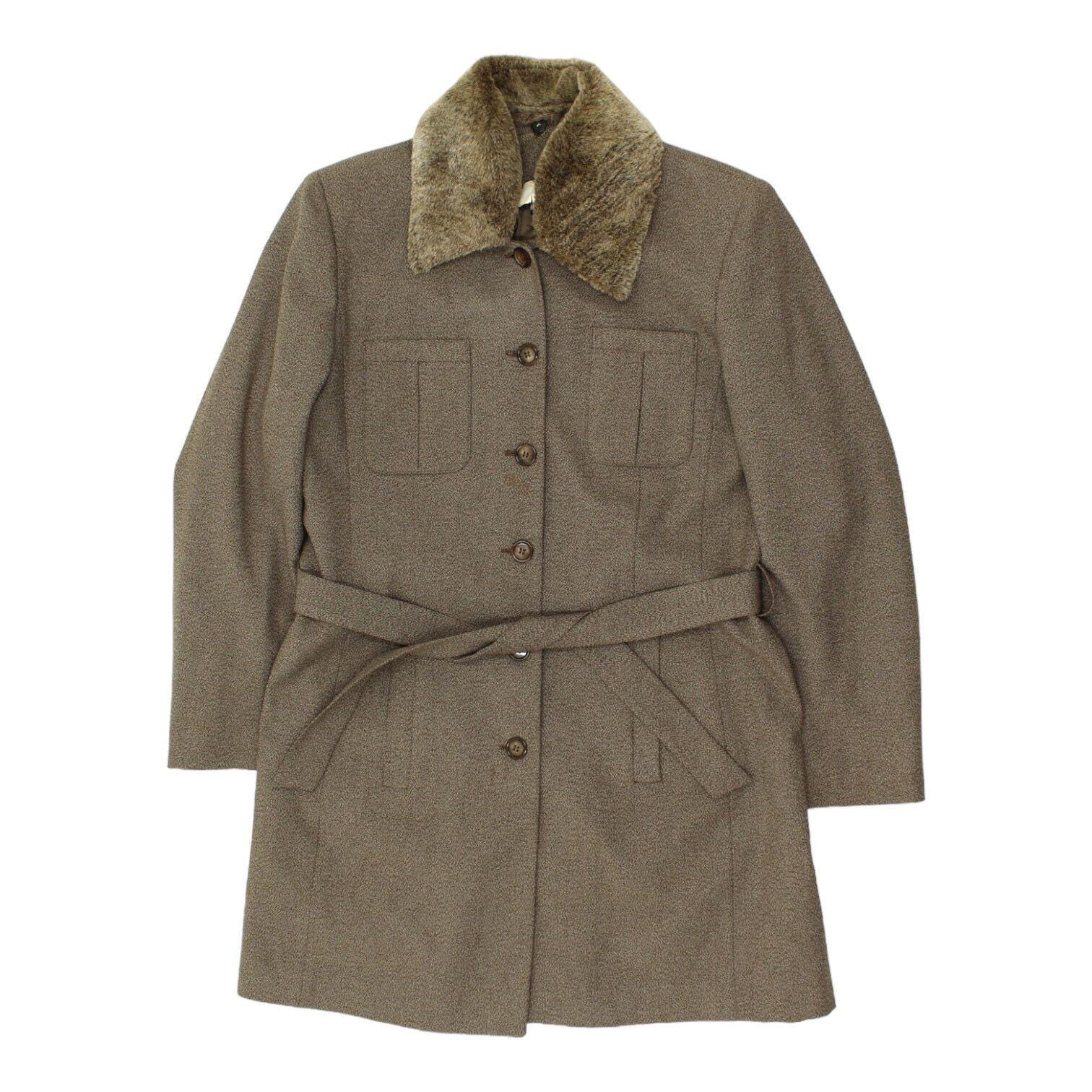 Naf Naf Womens Brown Mid Length Button Up Fur Trim Jacket Vintage Designer VTG Graphic Tee – Fan Favorite · Must-Have Style