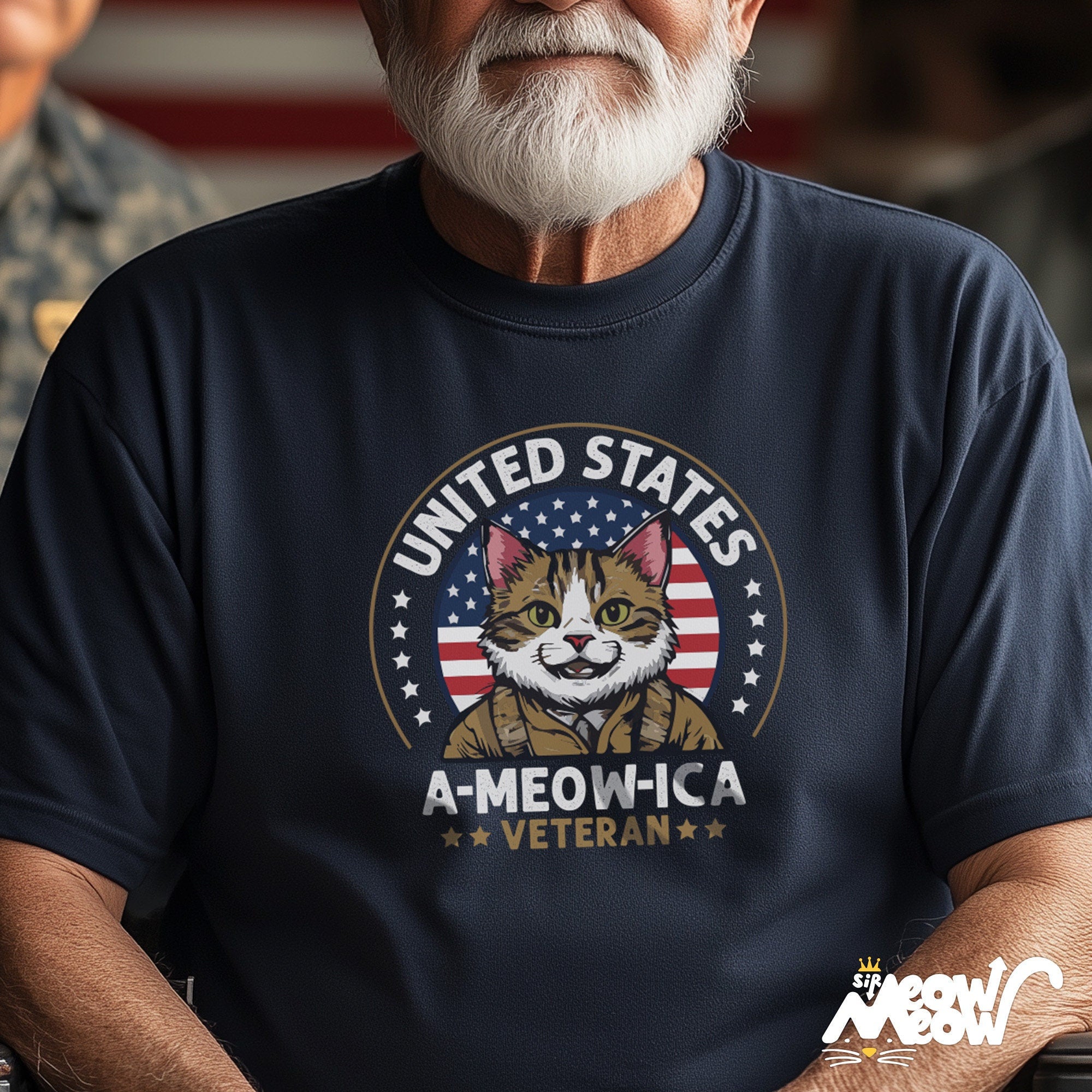 United States A Meow ica Veteran T Shirt Patriotic Cat Unisex Tee Perfect for Cat Lovers and Veterans Unique Gift Idea Graphic Tee – Soft Feel · Great Gift For Fans
