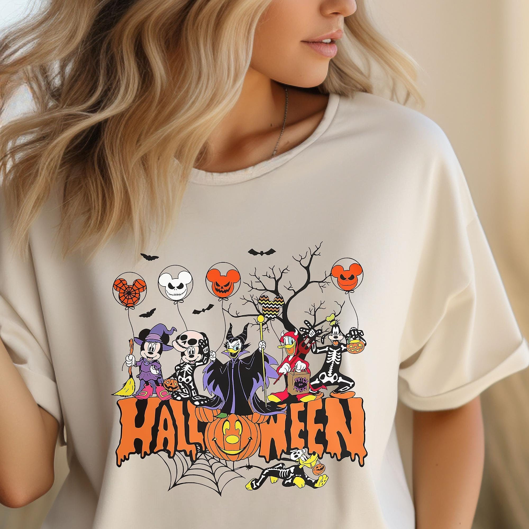 Disney Halloween Shirt Halloween Matching Shirt Disney Mickey and Friends Characters Halloween Balloons Tee Disney Halloween Skeleton Tee Graphic Tee – Fan Favorite · Great Gift For Fans