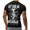 Vikings See You in Valhalla Ragnarok Men39s Cotton T Shirt FrontBack Design Graphic Tee – Aesthetic Look · Great Gift For Fans