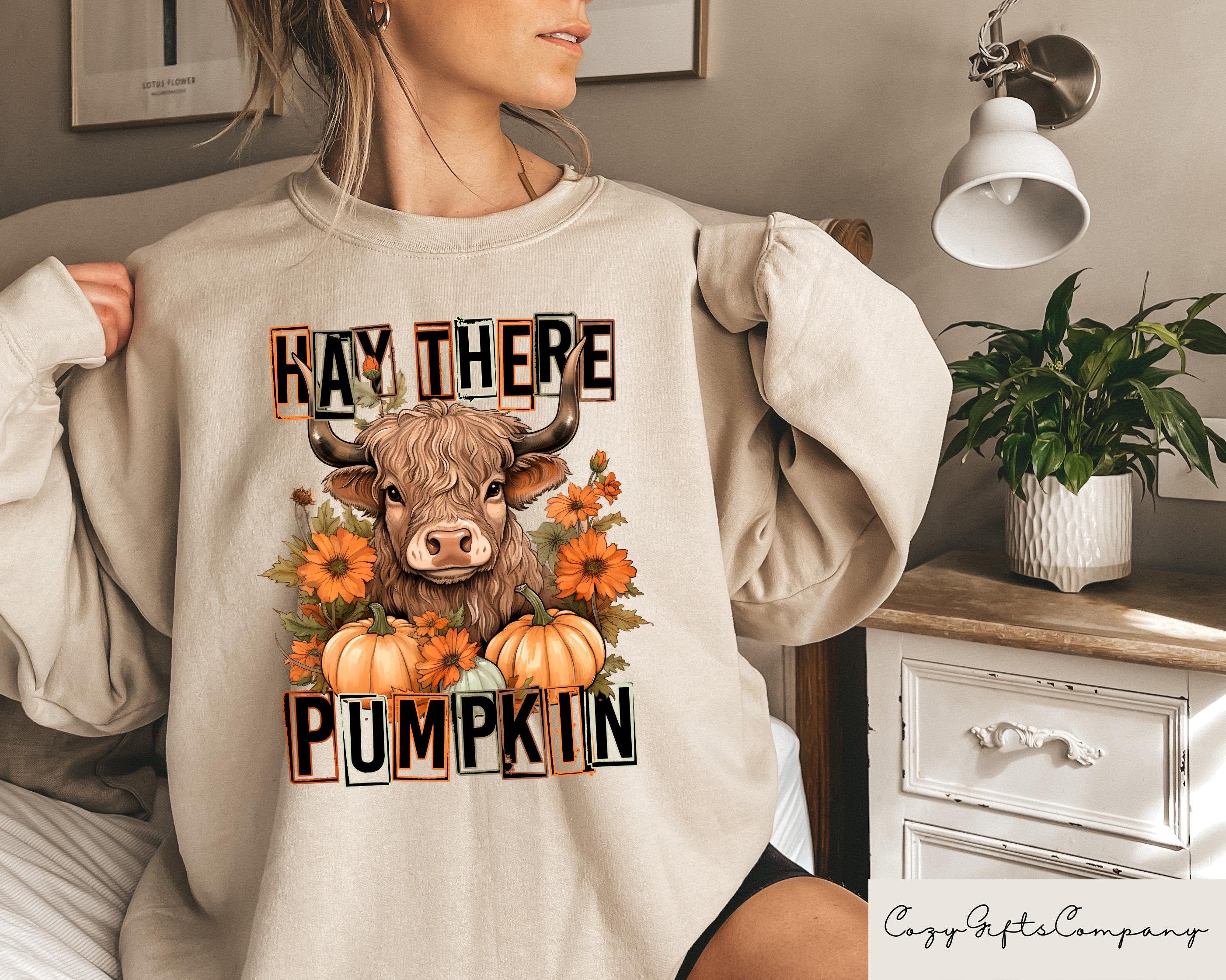 Fall Pumpkin Highland Cow Sweatshirt Fall Cow Tshirt Fall Sweatshirt Fall Season Gift Shirts For Fall Shirts for Fall Cow Fall Sweater Sweatshirt – Bold Style · High-Quality Print